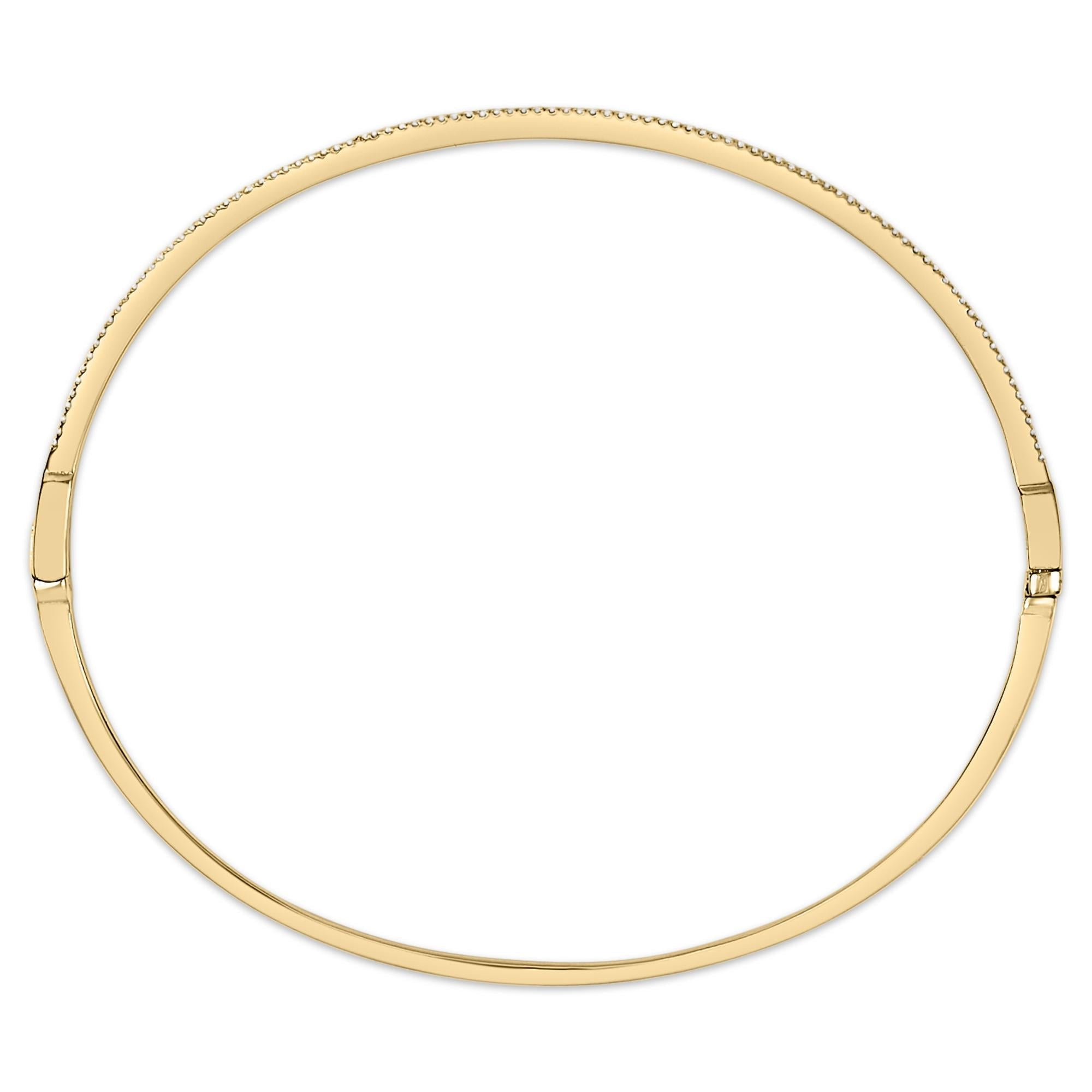 14K Yellow Gold 1/3 Cttw Diamond Half Eternity Bangle Bracelet (I-J Color, I2-I3 Clarity) - 7.75" Inches - Friggin Jewelry