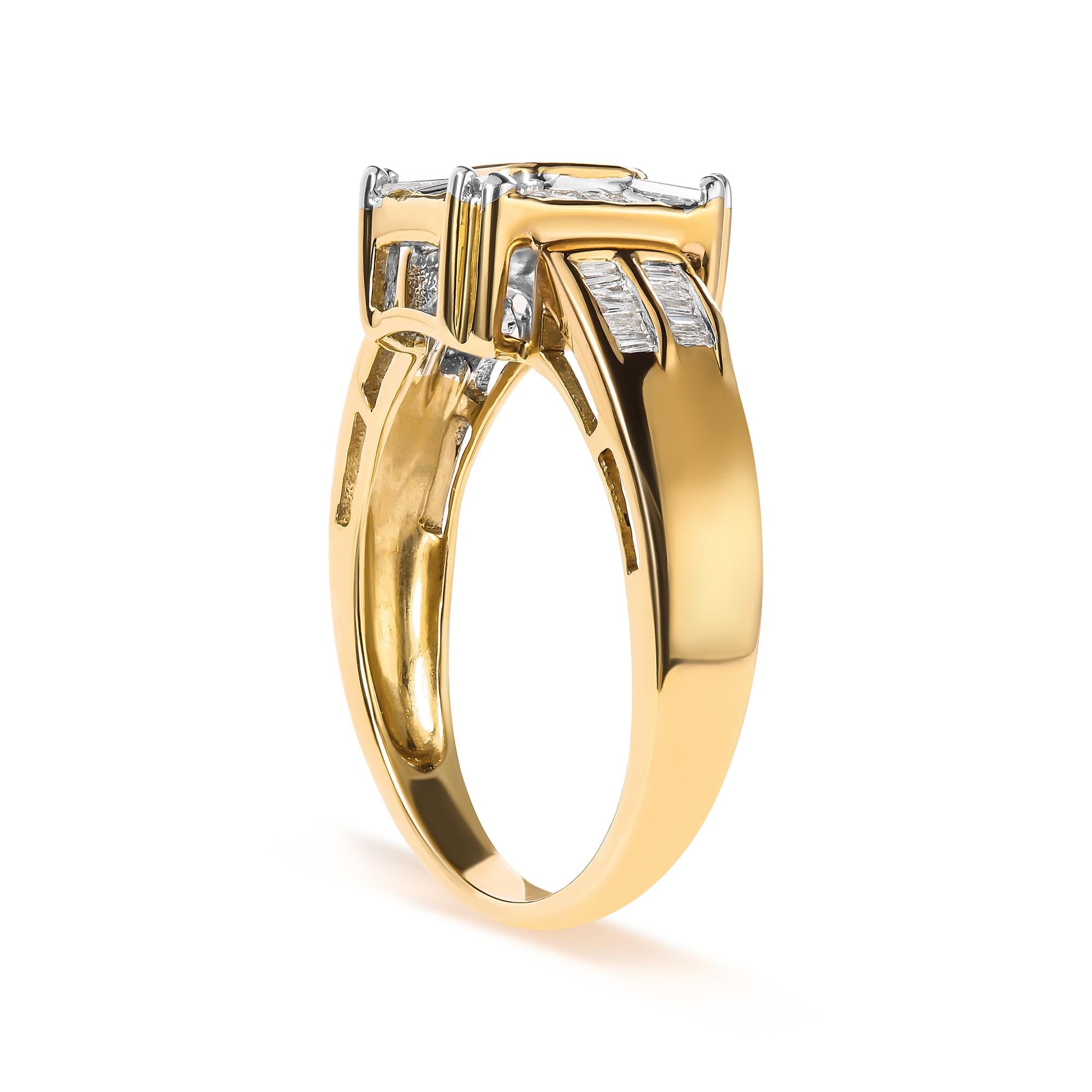 10K Yellow Gold 1/2 Cttw Diamond Composite and Halo Ring (H-I Color, SI1-SI2 Clarity) - Friggin Jewelry
