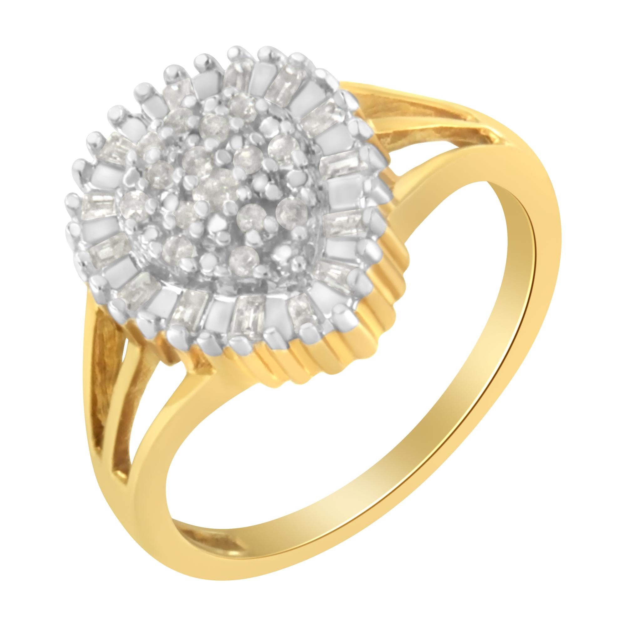 10K Yellow Gold Diamond Cocktail Ring (1/4 Cttw, I-J Color, I3 Clarity) - Friggin Jewelry