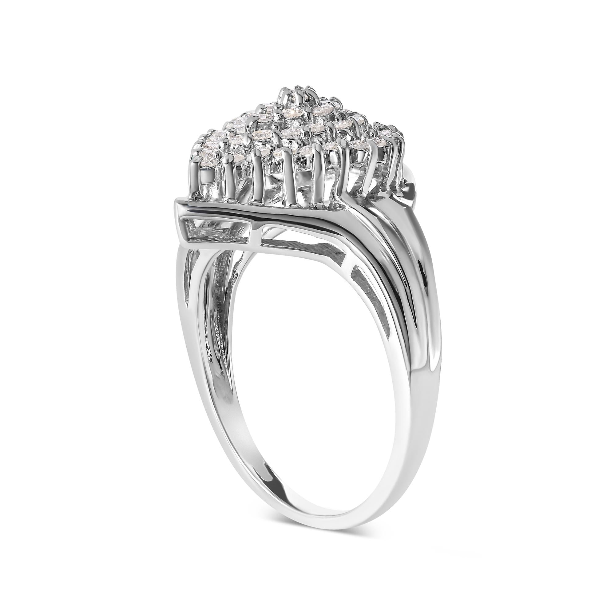 10K White Gold 1/2 Cttw Diamond Pear Shaped Cluster Ring (H-I Color, I1-I2 Clarity) - Friggin Jewelry