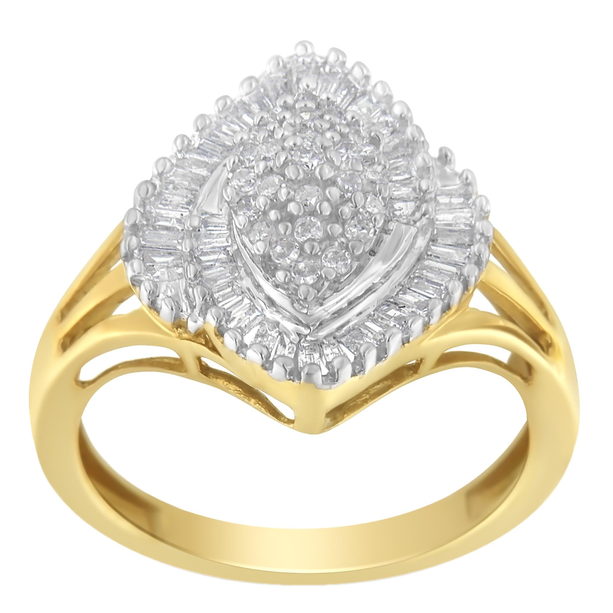 10K Yellow Gold Diamond Cocktail Ring (1/2 Cttw, J-K Color, I2-I3 Clarity) - Friggin Jewelry