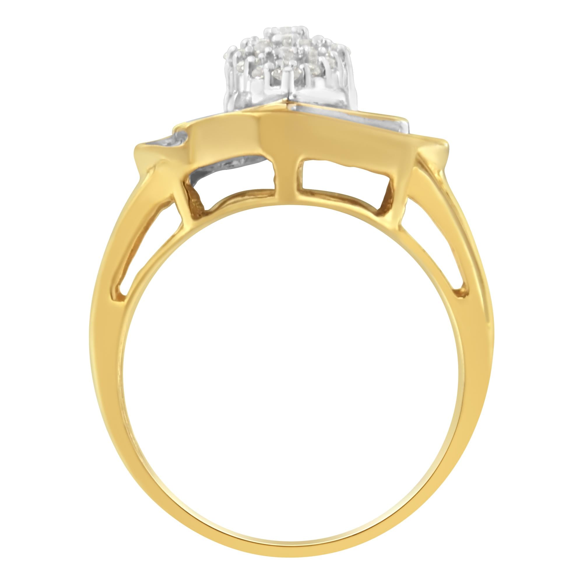10K Yellow Gold Diamond Cluster Ring (3/4 Cttw, J-K Color, I2-I3 Clarity) - Friggin Jewelry