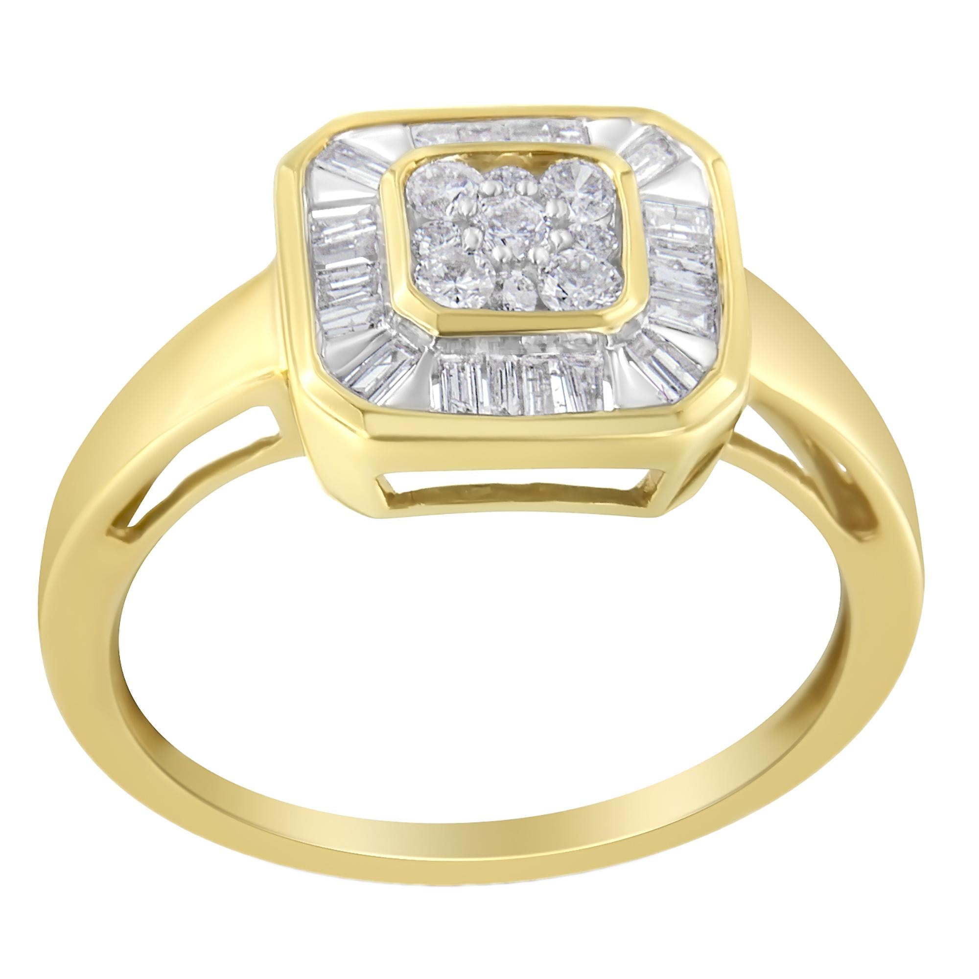 10K Yellow Gold Diamond Cocktail Ring (1/2 Cttw, I-J Color, SI2-I1 Clarity) - Friggin Jewelry