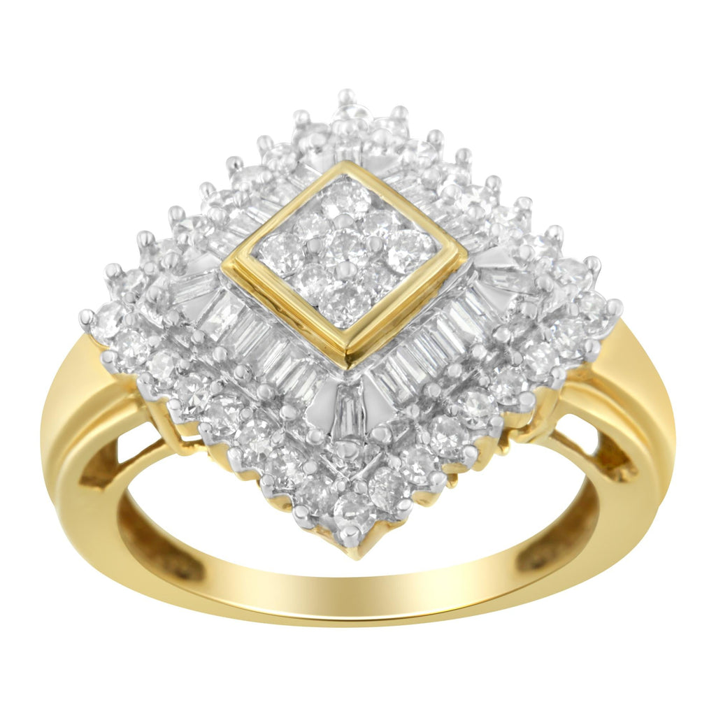 10K Yellow Gold Diamond Ballerina Ring (1 Cttw, I-J Color, I1-I2 Clarity) - Friggin Jewelry