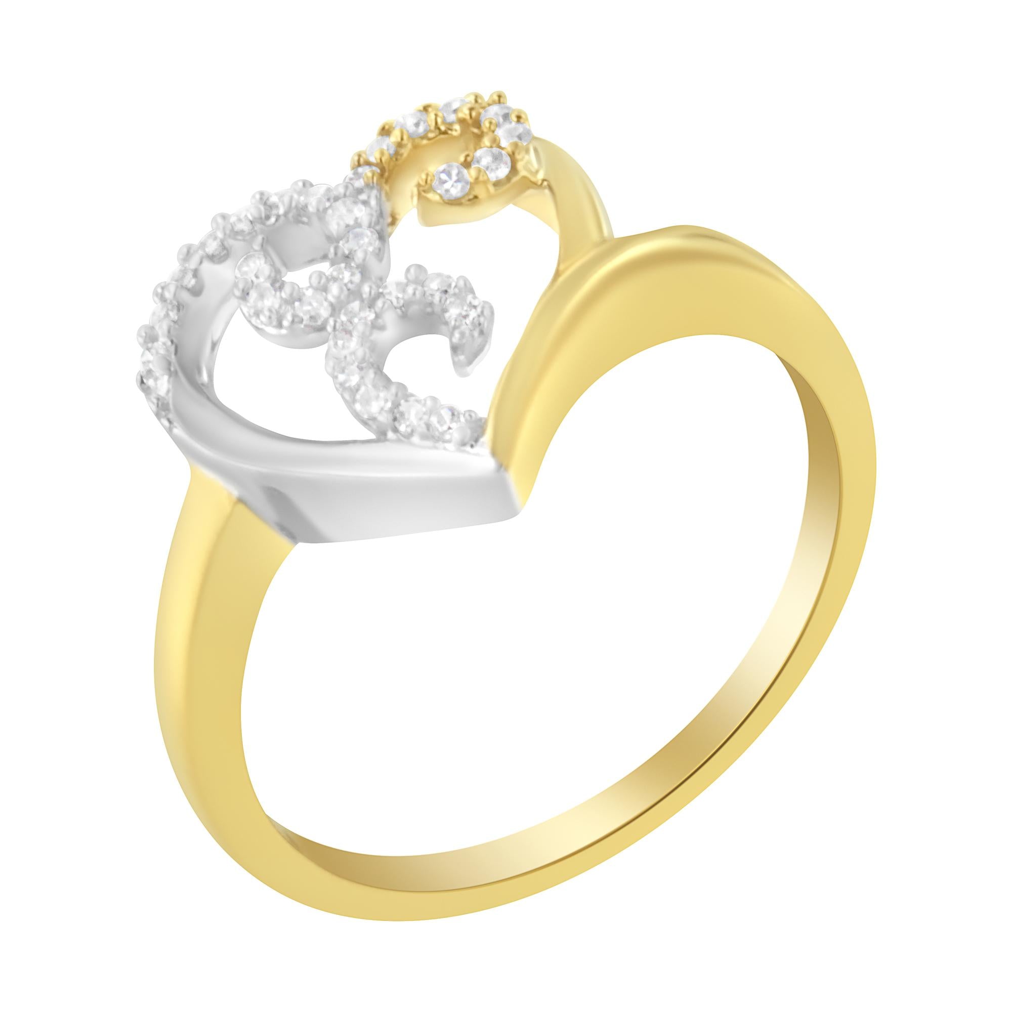 10K Two-Toned Gold Diamond Heart Shape Cluster Ring (1/6 Cttw, H-I Color, I1-I2 Clarity) - Friggin Jewelry