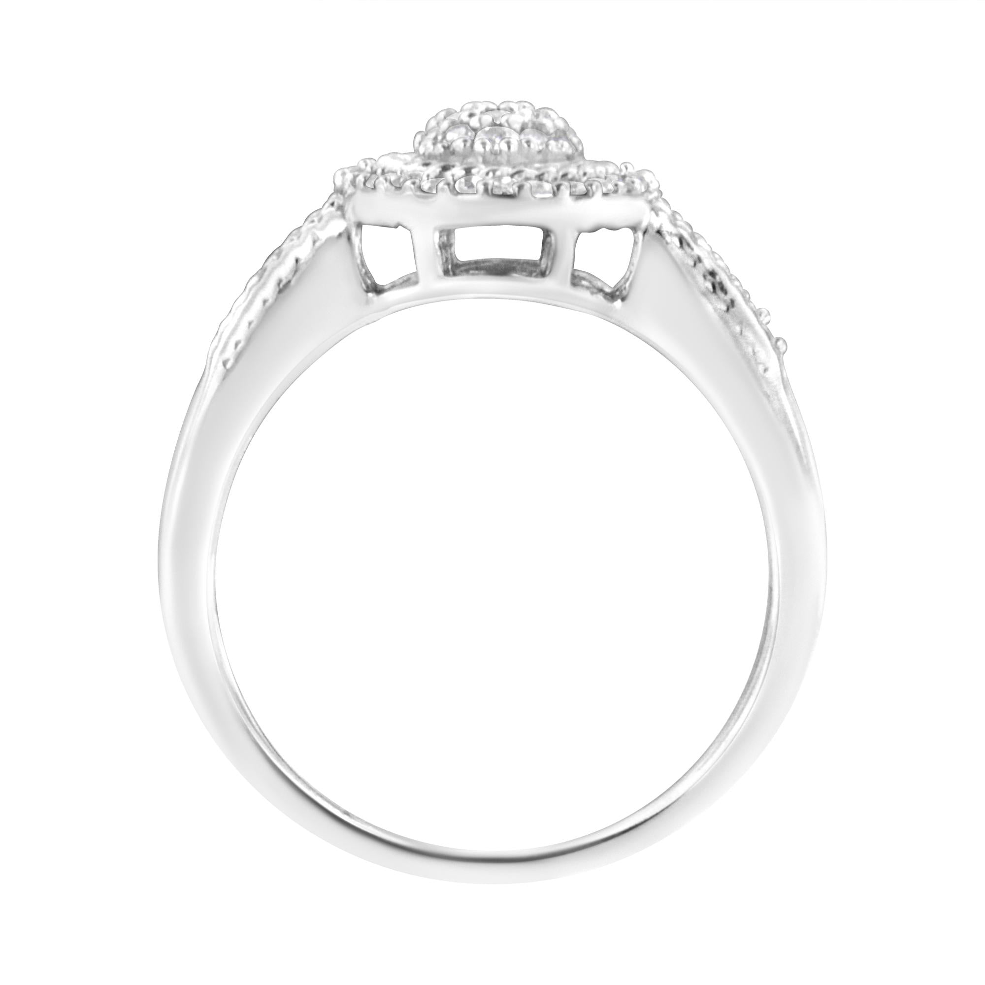 .925 Sterling Silver 1/3 Cttw Pave Set Round-Cut Diamond Braided Halo Cocktail Ring (I-J Color, I2-I3 Clarity) - Friggin Jewelry
