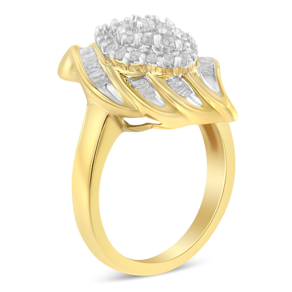 10K Yellow Gold Diamond Cocktail Ring (3/4 Cttw, I-J Color, I2-I3 Clarity) - Friggin Jewelry
