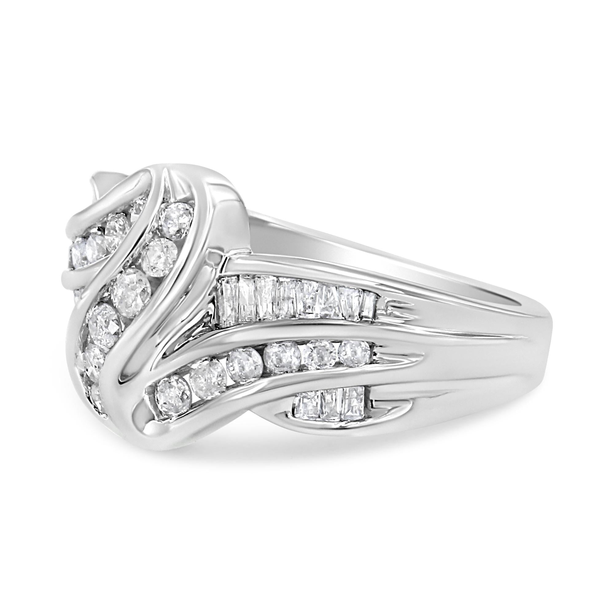 Anillo de oro blanco de 10 quilates con diamante de talla redonda de 3/4 quilates (color HI, claridad I2-I3) - Friggin Jewelry