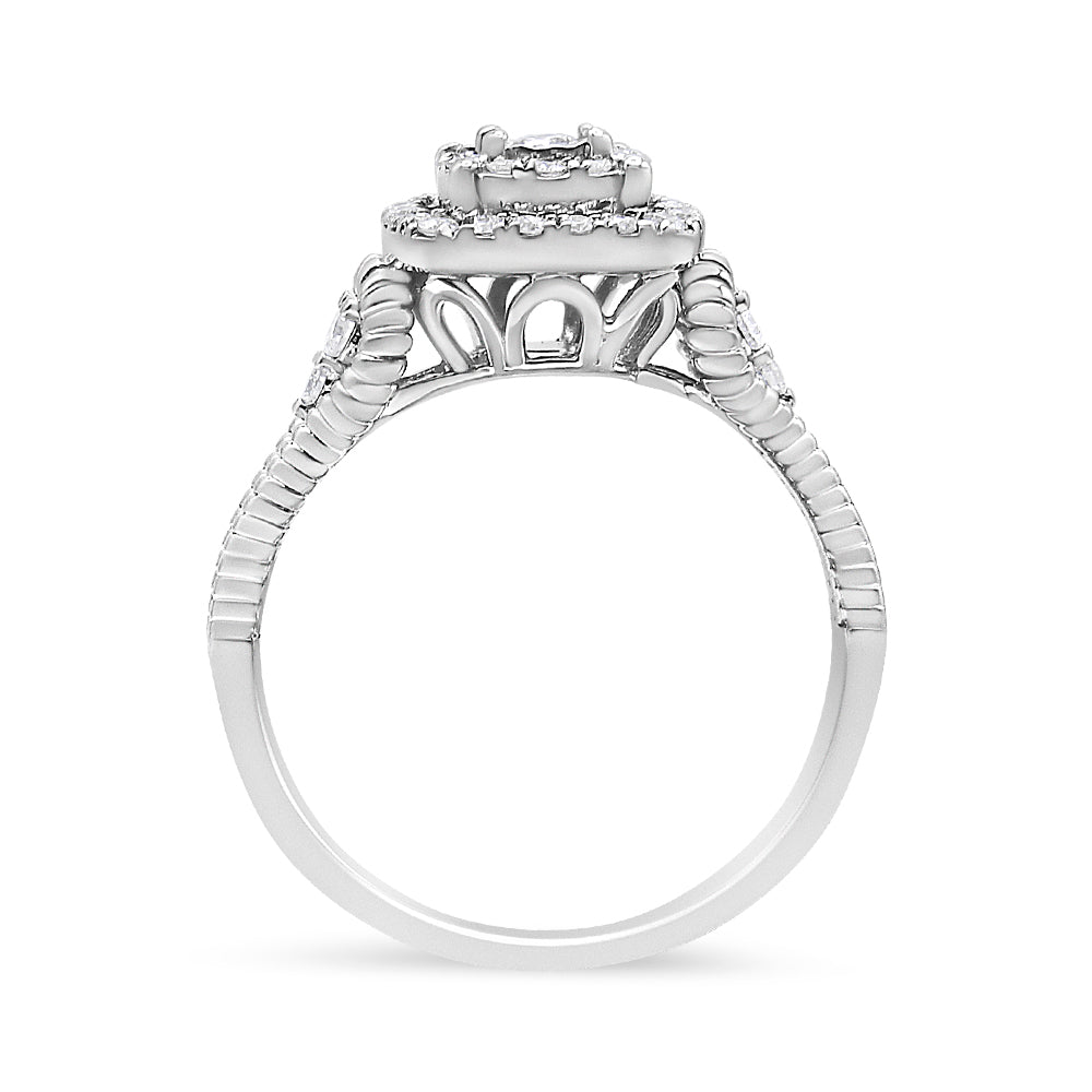 .925 Sterling Silver 1/3 Cttw Miracle Set Round-Cut Diamond Cocktail Ring (H-I Color, I1-I2 Clarity) - Friggin Jewelry