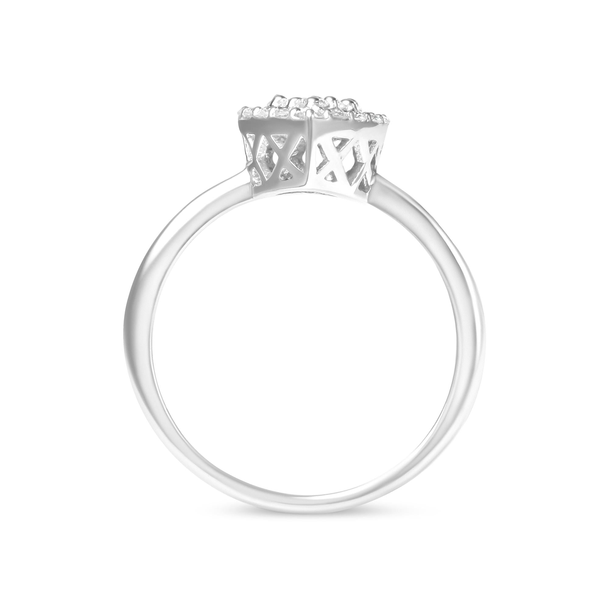 10K White Gold 3/8 Cttw Round-Cut Lab Grown Diamond Cluster Pear Promise Ring (G-H Color, VS2-SI1 Clarity) - Friggin Jewelry