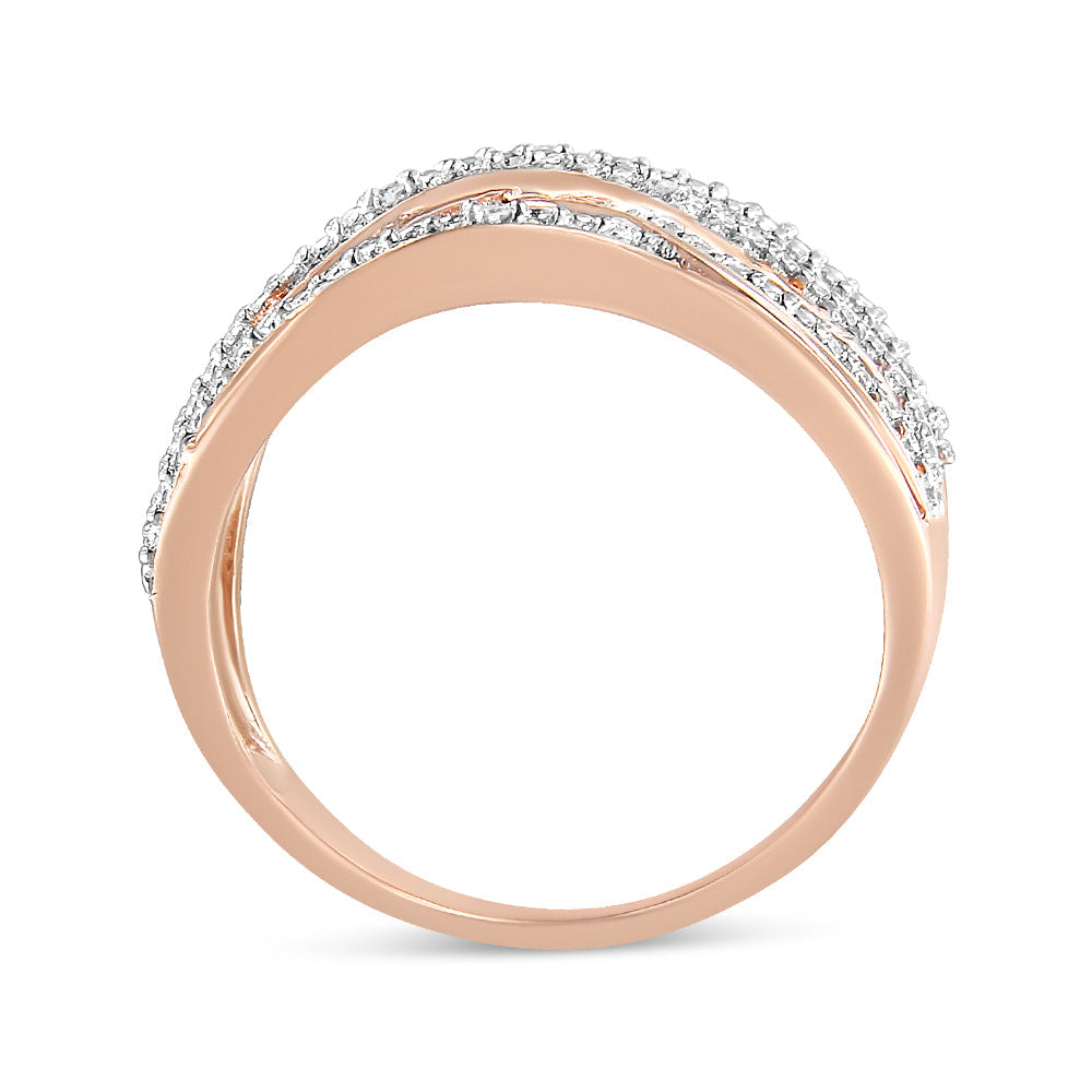 Anillo cruzado con detalles de diamantes en plata de ley 925 (color IJ, claridad I2-I3) - Friggin Jewelry