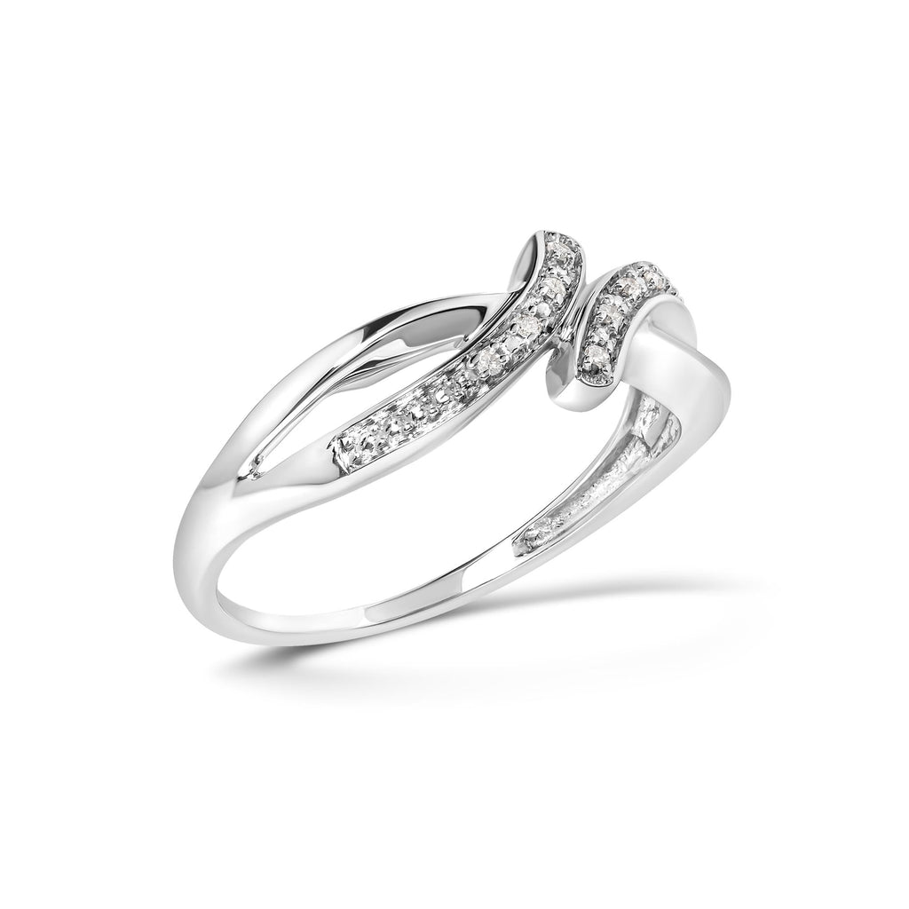 925 Sterling Silver Diamond Accent Bypass and Split Shank Band Ring (I-J Color, I2-I3 Clarity) - Friggin Jewelry