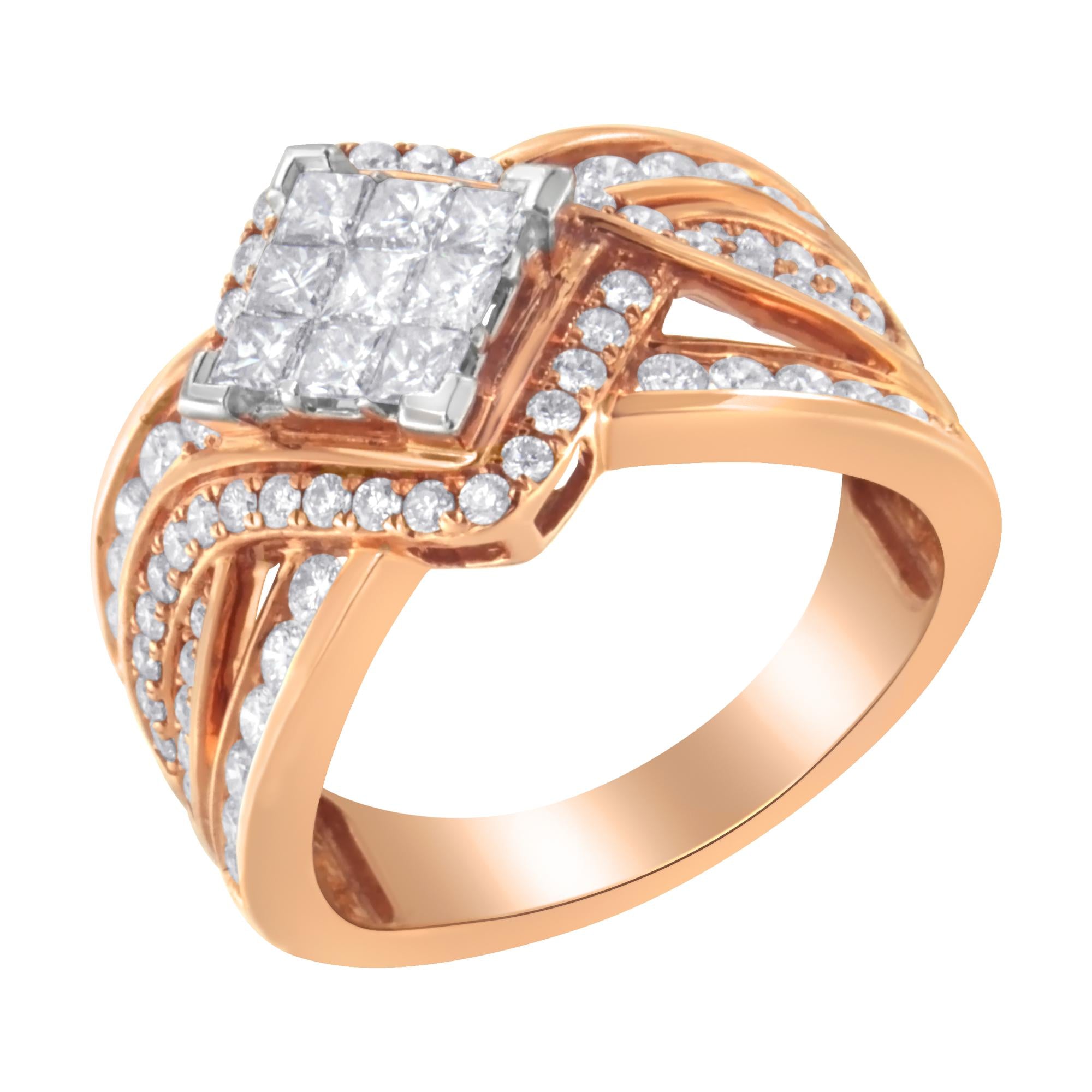 Two-Tone 10KT Gold Diamond Bypass Cocktail Ring (1 1/2 cttw, H-I Color, I1-I2 Clarity) - Friggin Jewelry