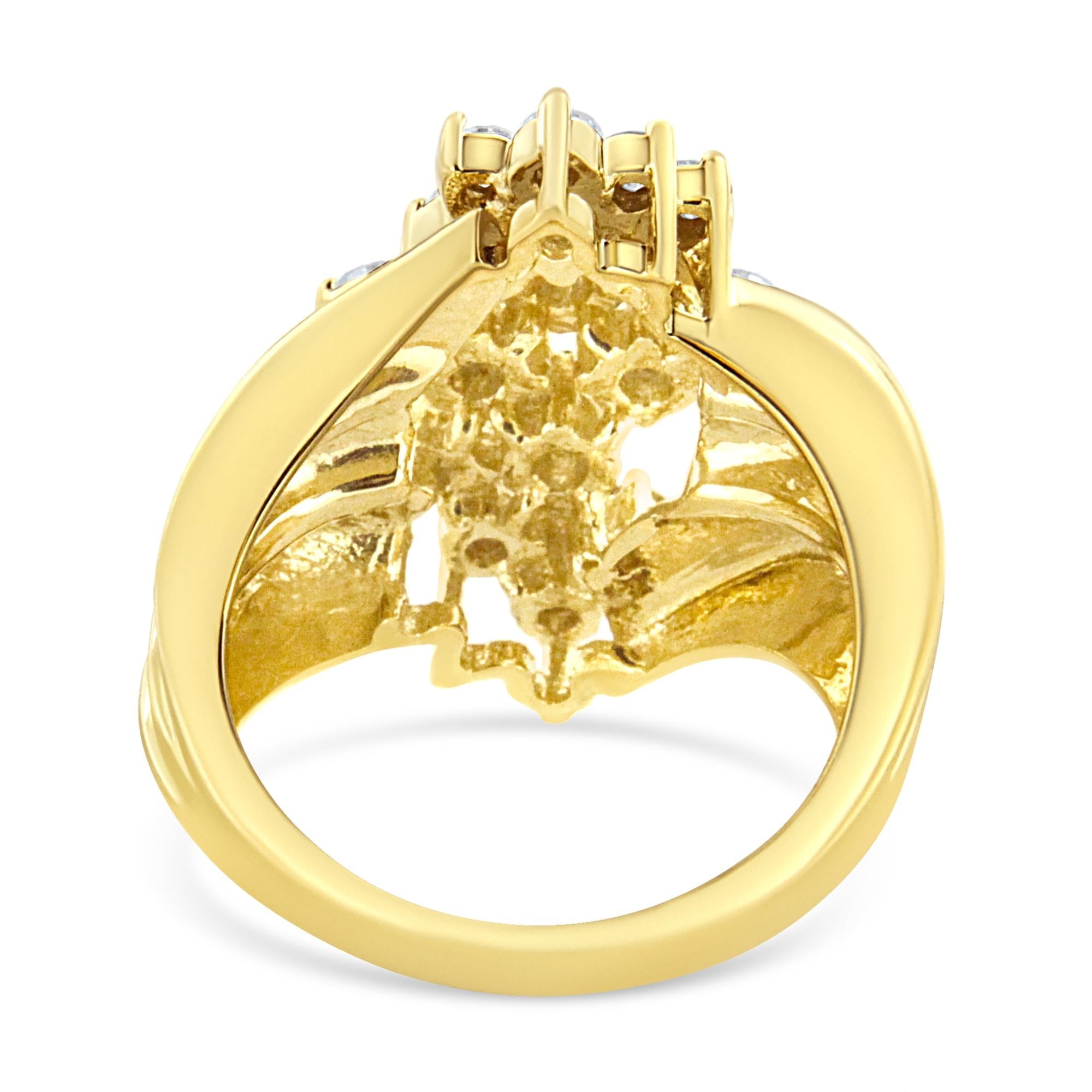 10K Yellow Gold Plated .925 Sterling Silver Diamond Cocktail Ring (1 1/2 Cttw, J-K Color, I1-I2 Clarity) - Friggin Jewelry