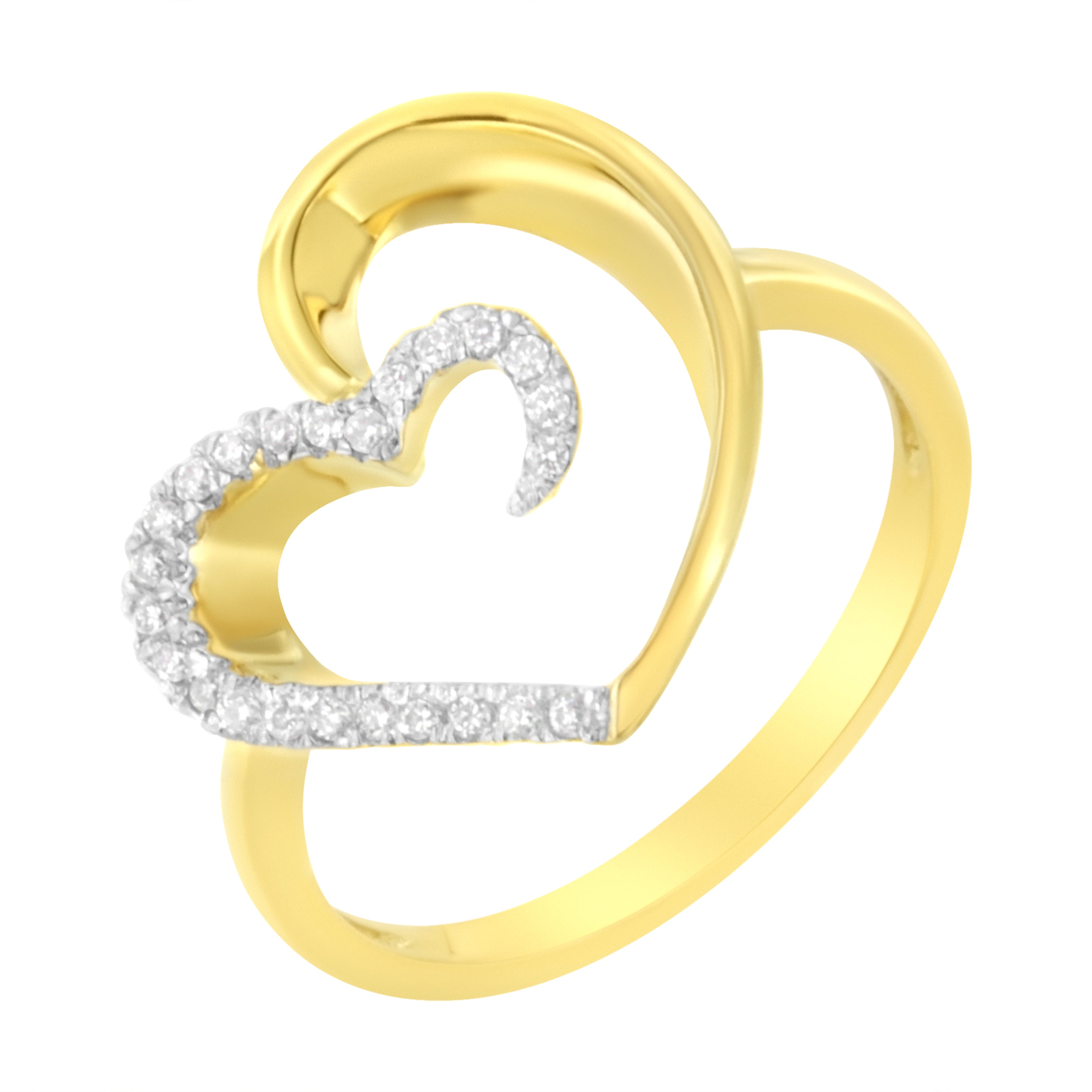 14KT Yellow Gold 1/10 ctw. Diamond Heart Shape Ring (K-L, I1-I2) - Friggin Jewelry