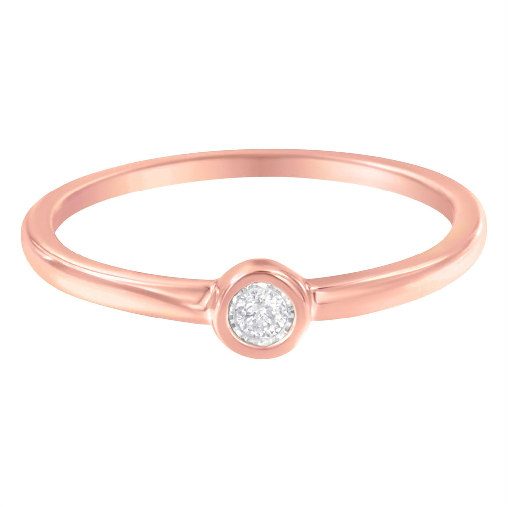 Anillo de diamantes engastados milagros en plata de ley 925 bañada en oro rosa de 14 quilates (1/20 quilates, color JK, claridad I1-I2) - Friggin Jewelry