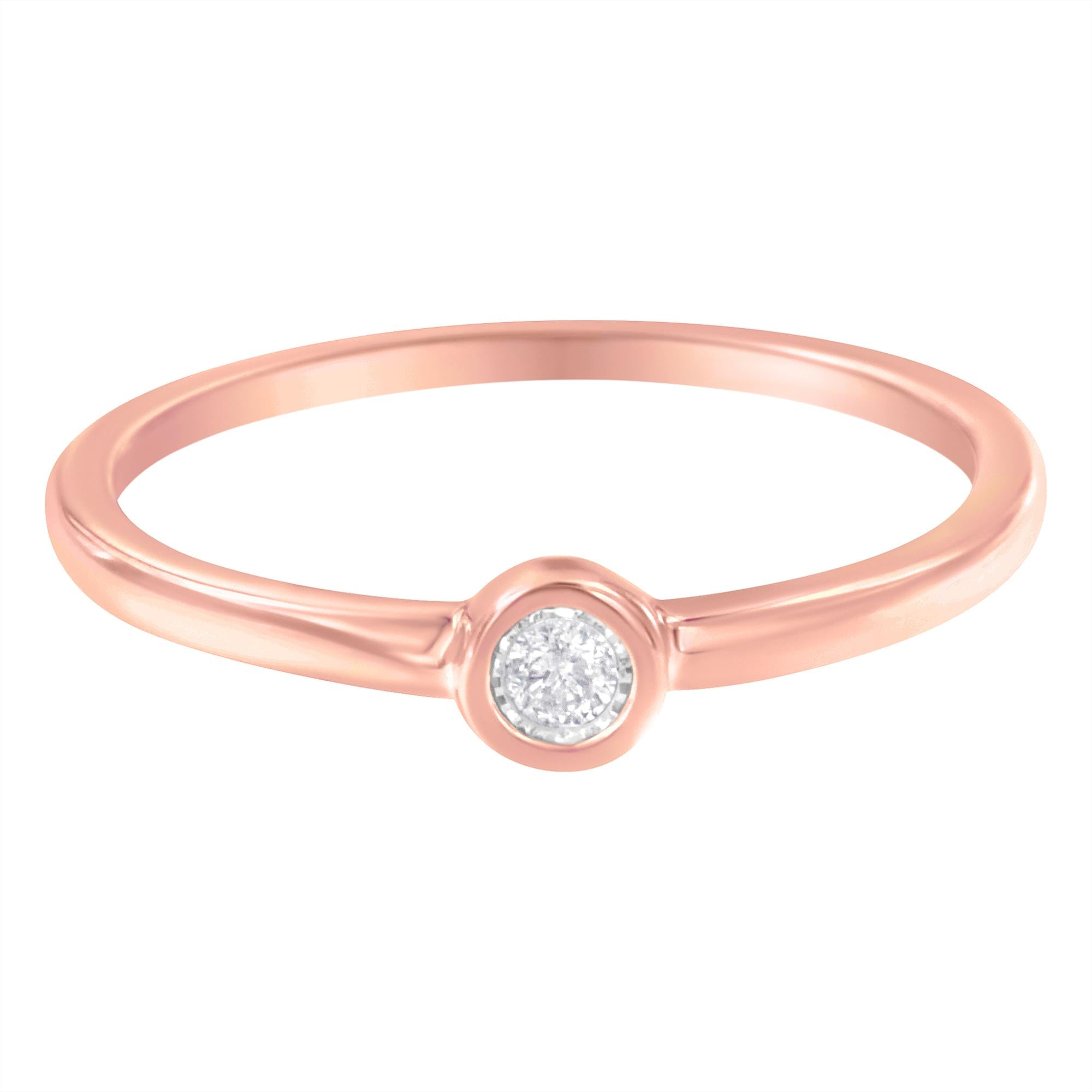 14K Rose Gold Plated .925 Sterling Silver Miracle Set Diamond Ring (1/20 Cttw, J-K Color, I1-I2 Clarity) - Friggin Jewelry