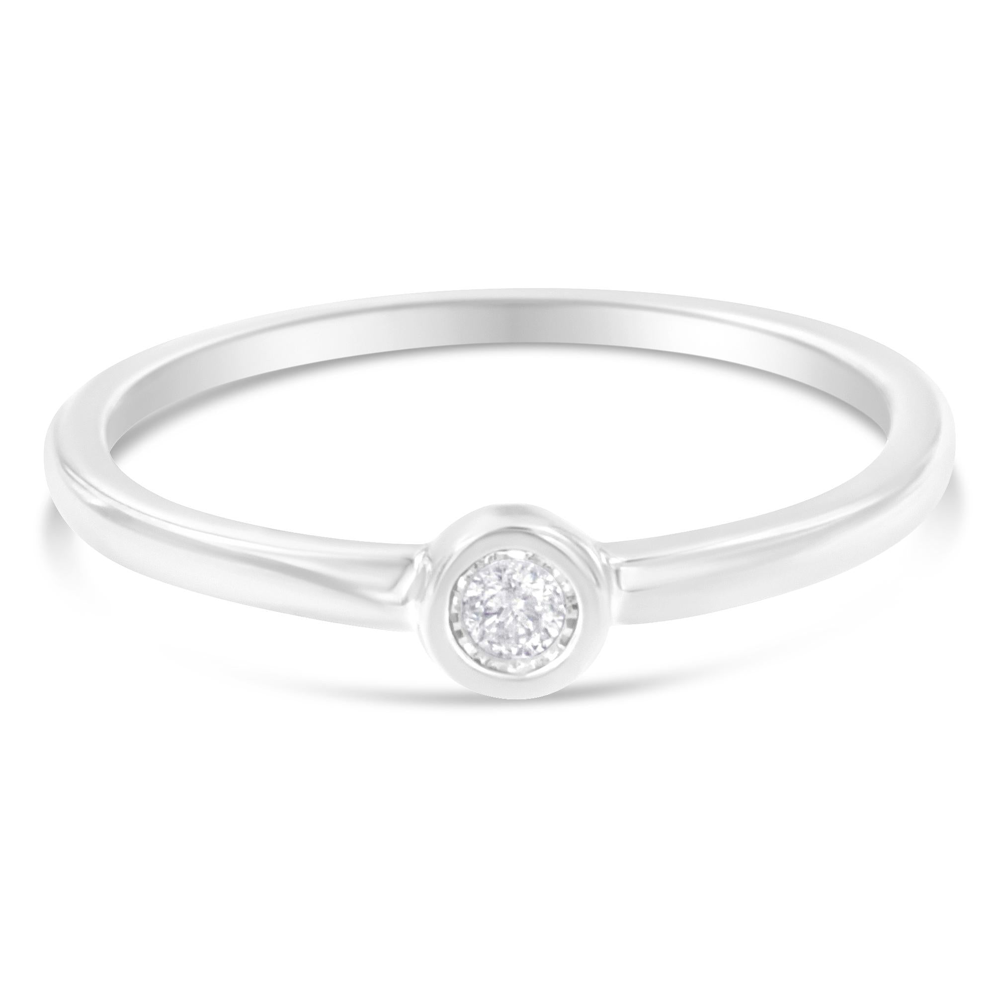 Anello con promessa in argento sterling 925 con diamanti incastonati a forma rotonda (0,05 ct, colore JK, purezza I1-I2) - Friggin Jewelry