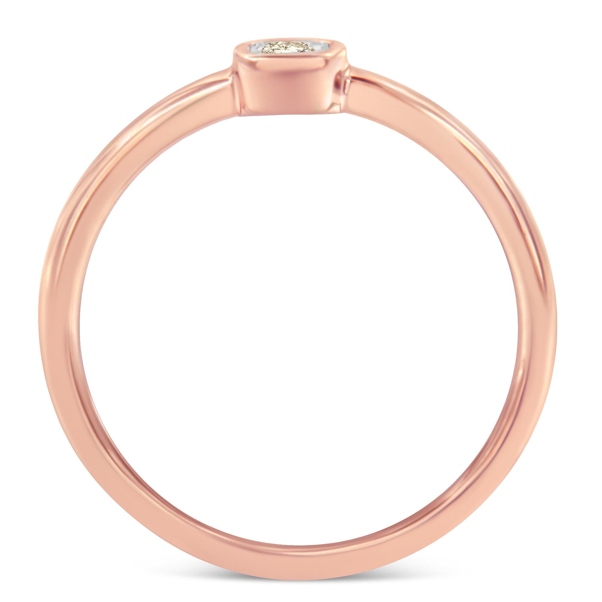 14K Rose Gold Plated .925 Sterling Silver 1/20 Carat Diamond Square Cushion-Shaped Miracle Set Petite Fashion Promise Ring (J-K Color, I1-I2 Clarity) - Friggin Jewelry