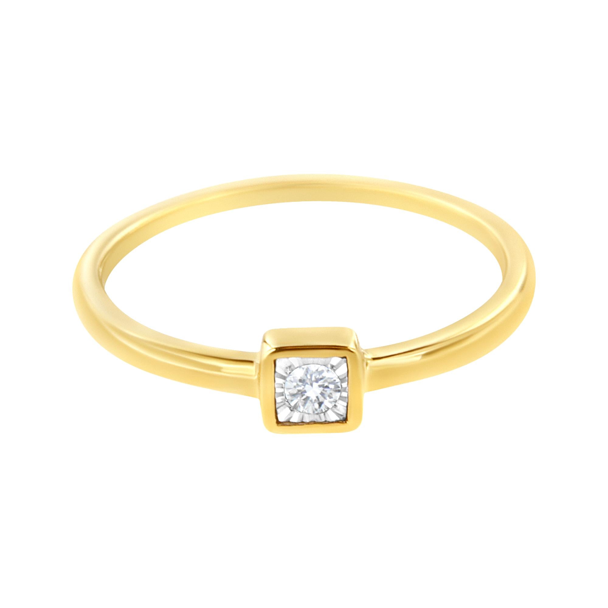 Anello con promessa di diamanti incastonati Miracle da 1/20 ct in argento sterling 925 placcato oro giallo 14K (colore JK, purezza I1-I2) - Friggin Jewelry