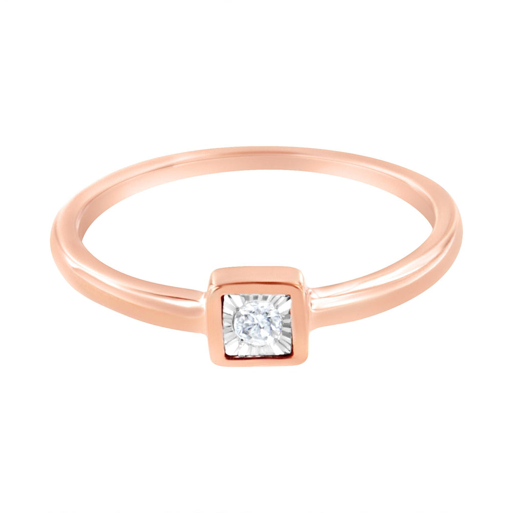 Anillo de compromiso de diamantes engastados milagros de 1/20 ct en plata esterlina .925 bañada en oro rosa de 14 quilates (color JK, claridad I1-I2) - Friggin Jewelry