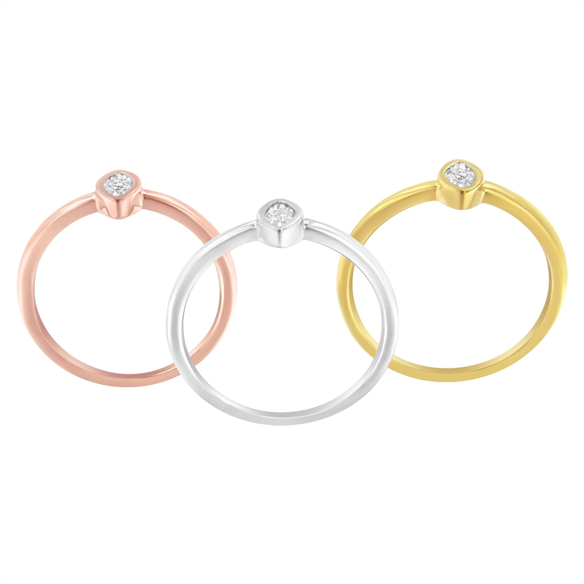 14K Gold Plated .925 Sterling Silver 1/6 Cttw Diamond Marquise Shaped Stackable Promise Ring Set (J-K Color, I1-I2 Clarity) - Friggin Jewelry