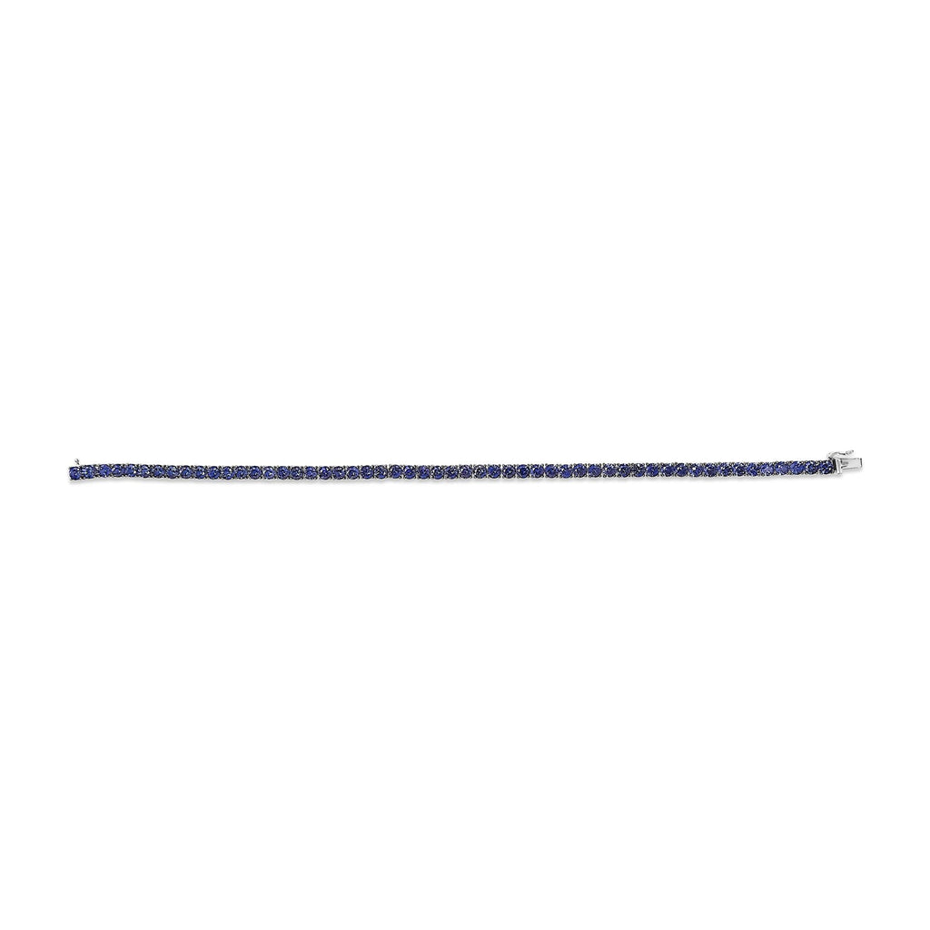 Men's .925 Sterling Silver Created Blue Sapphire Tennis Bracelet - 8.5" Inches - Friggin Jewelry