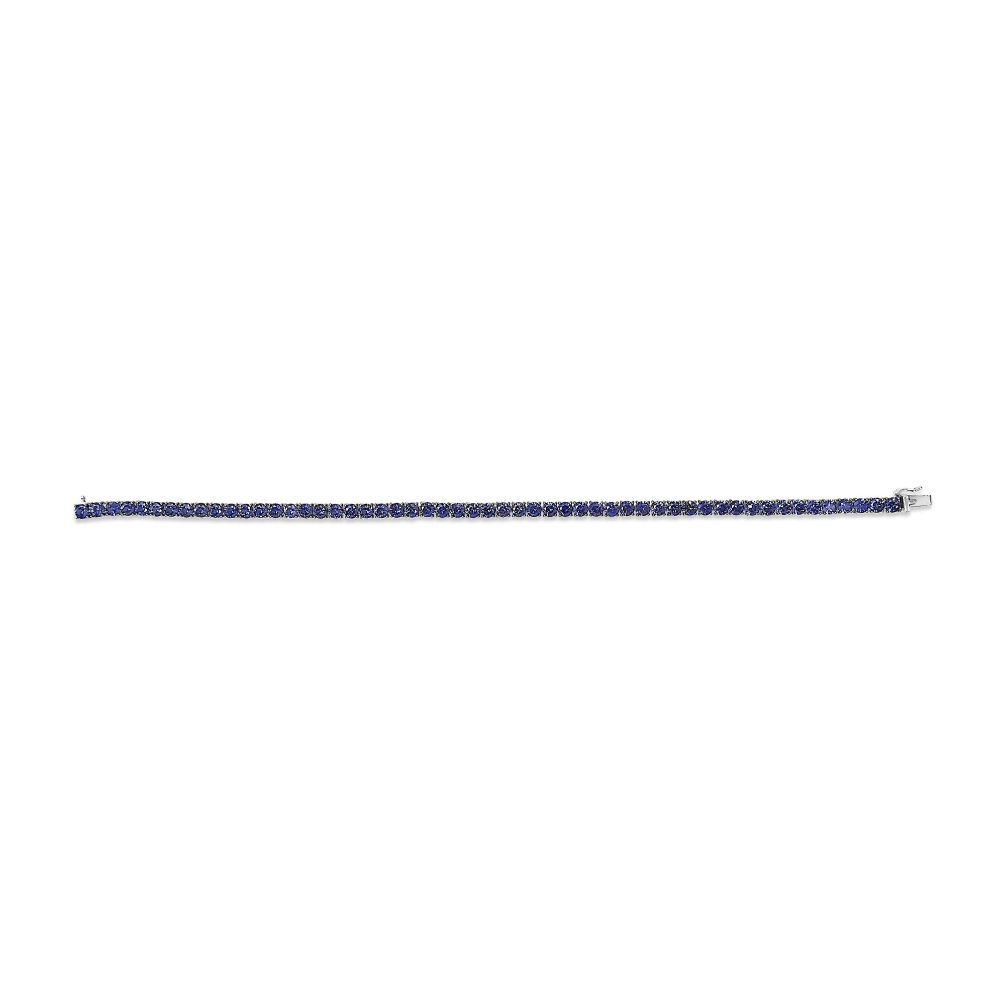Men's .925 Sterling Silver Created Blue Sapphire Tennis Bracelet - 8.5" Inches - Friggin Jewelry