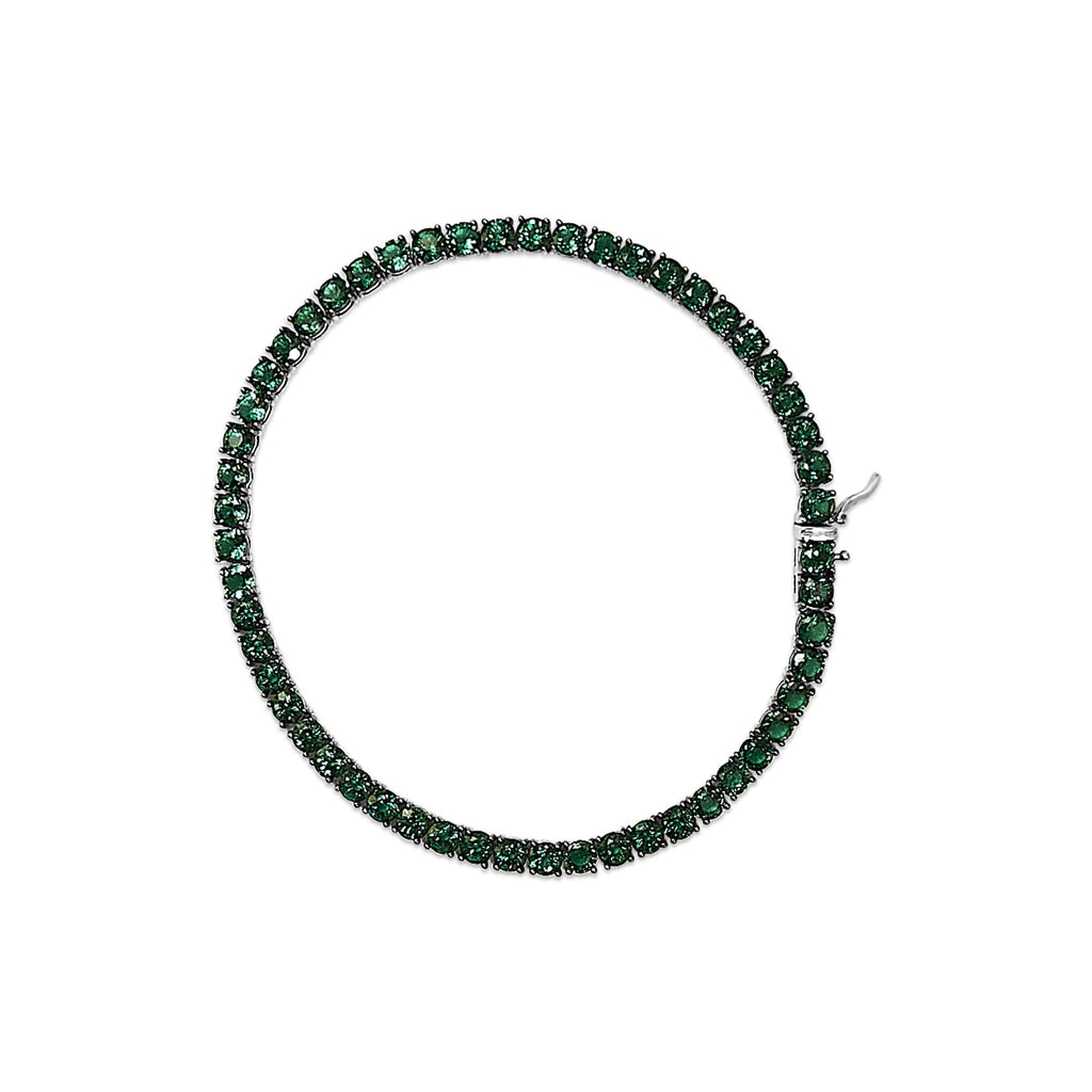 Men's .925 Sterling Silver Created Green Emerald Tennis Bracelet - 8.5" Inches - Friggin Jewelry