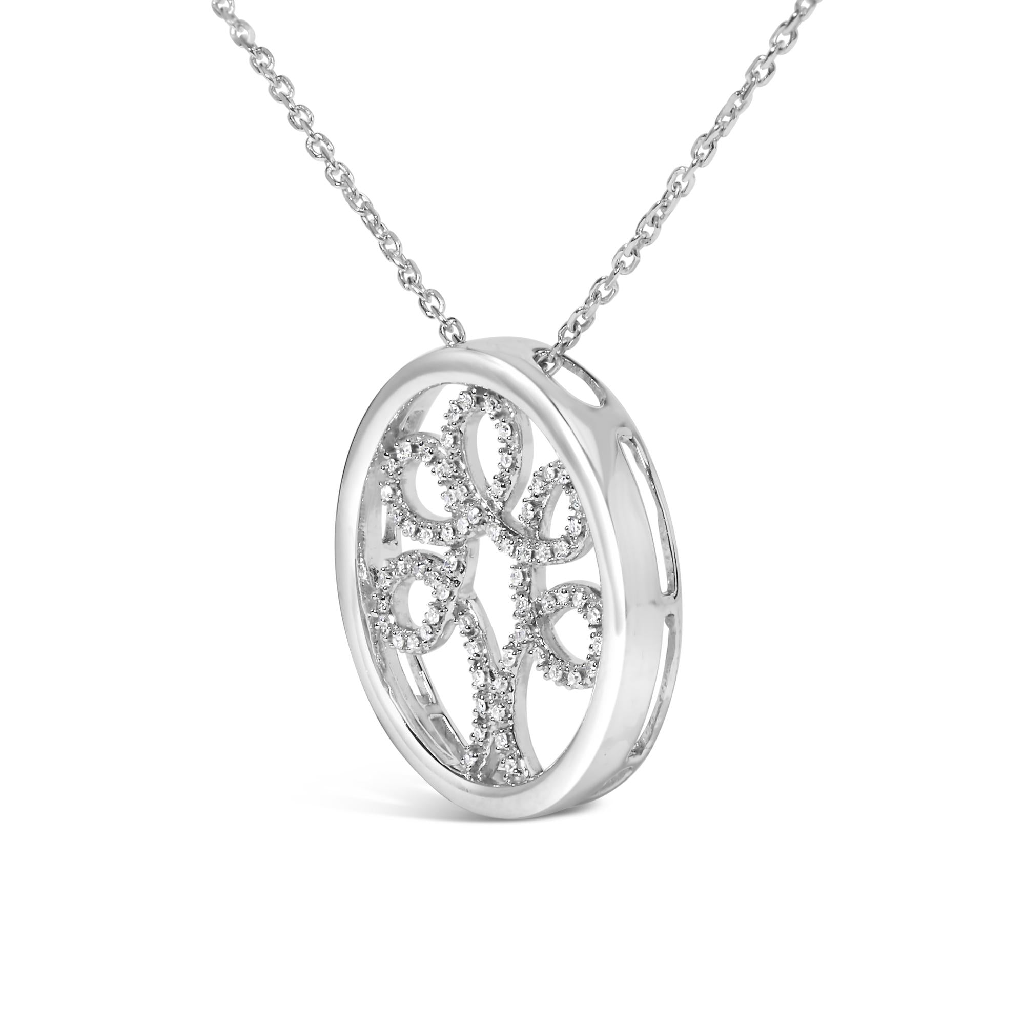 .925 Sterling Silver 1/10 Cttw Diamond Tree of Life Pendant Necklace (I-J Color, I3 Clarity) - Friggin Jewelry