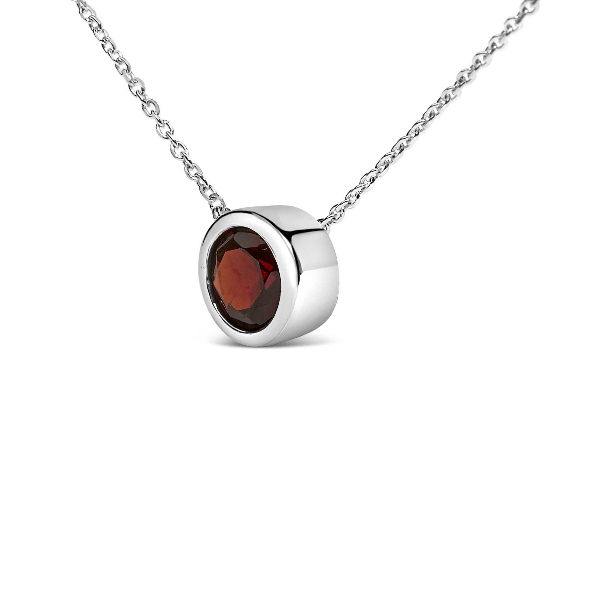 Collar con colgante de piedra preciosa creada en plata de ley 925 de 7 mm con bisel - 45,7 cm - Friggin Jewelry