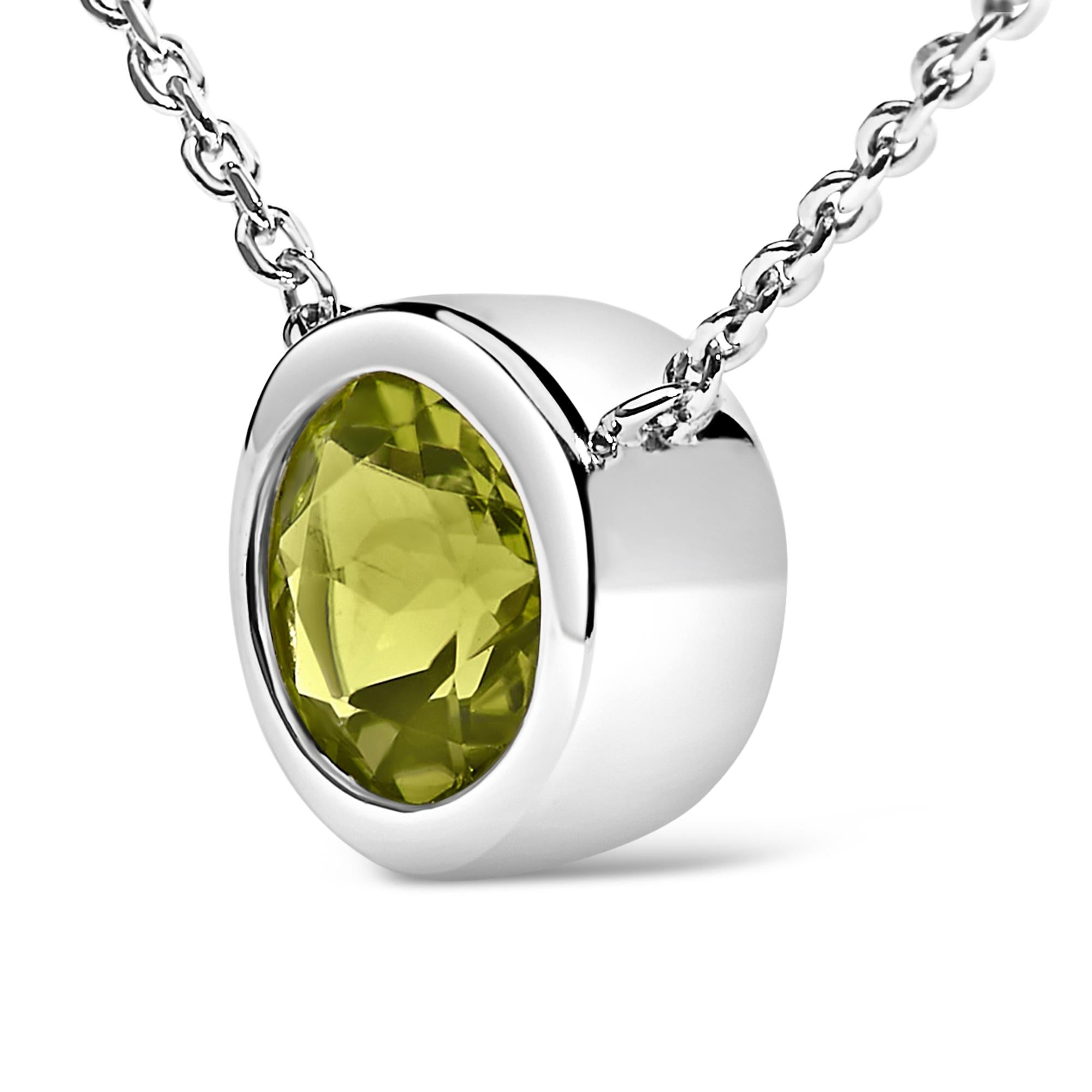 Collar con colgante de piedra preciosa creada en plata de ley 925 de 7 mm con bisel - 45,7 cm - Friggin Jewelry