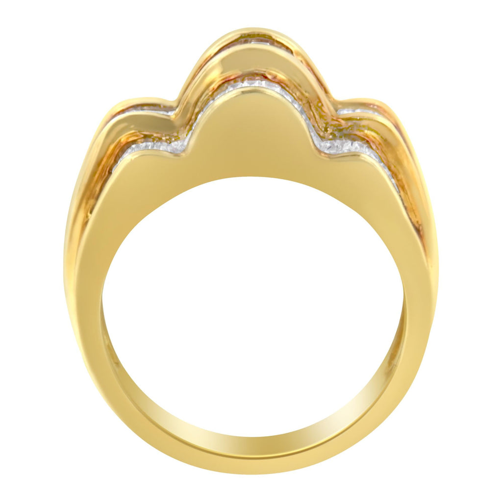 14KT Yellow Gold Diamond Multi-Row Band Ring (1 1/4 cttw, H-I Color, SI1-SI2 Clarity) - Friggin Jewelry Premium