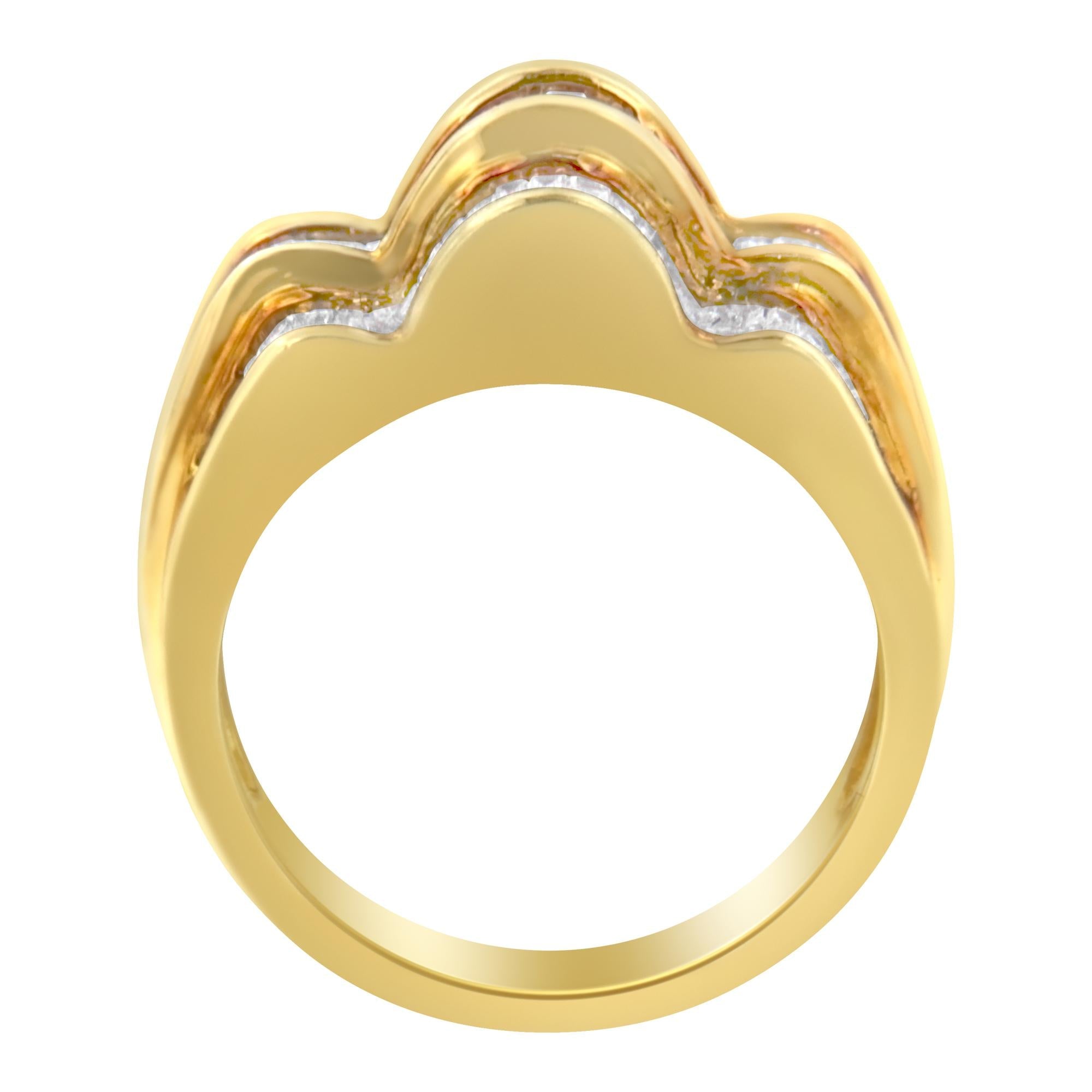 14KT Yellow Gold Diamond Multi-Row Band Ring (1 1/4 cttw, H-I Color, SI1-SI2 Clarity) - Friggin Jewelry