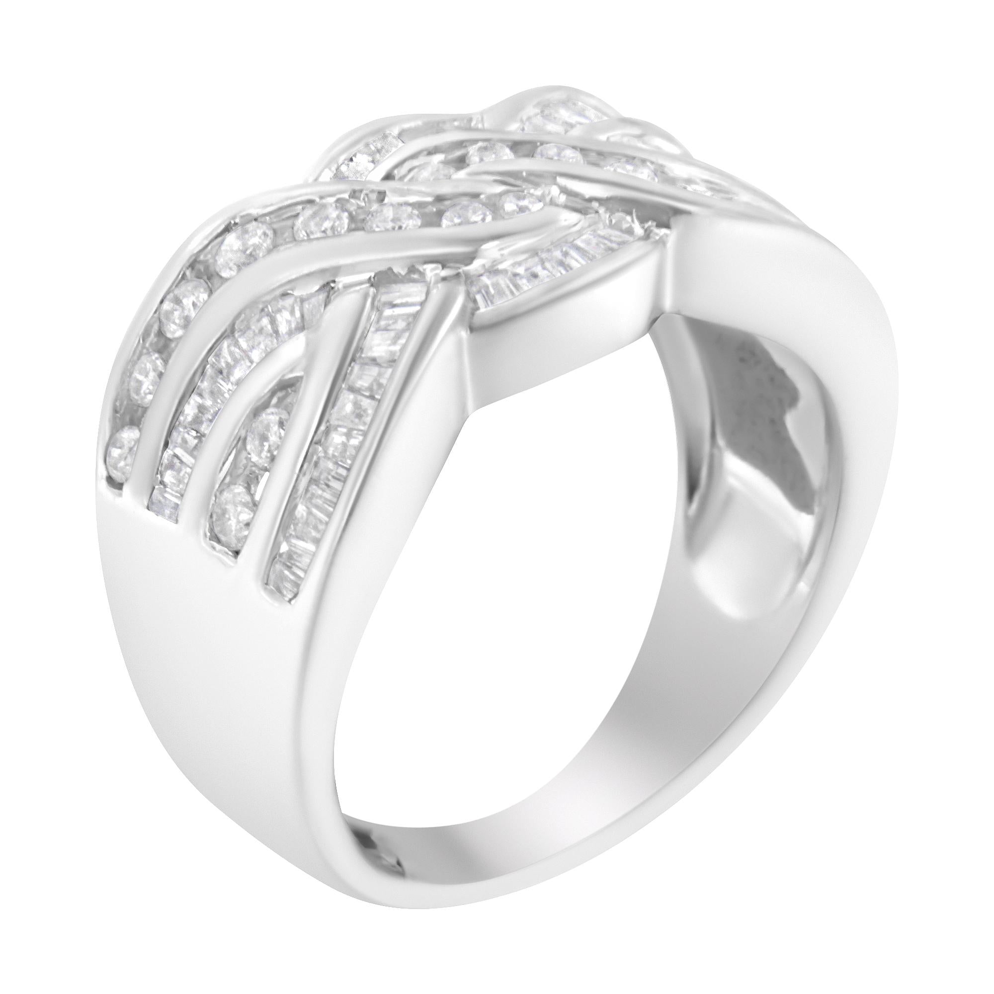 10K White Gold Diamond Bypass Ring (1 Cttw, H-I Color, I1-I2 Clarity) - Friggin Jewelry