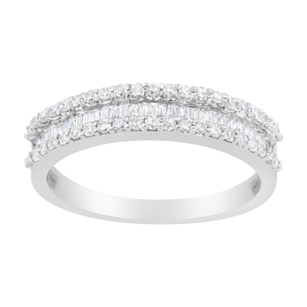 Anello moderno a fascia in oro bianco 14 carati con diamanti da 1/2 carati (colore HI, purezza SI2-I1) - Friggin Jewelry