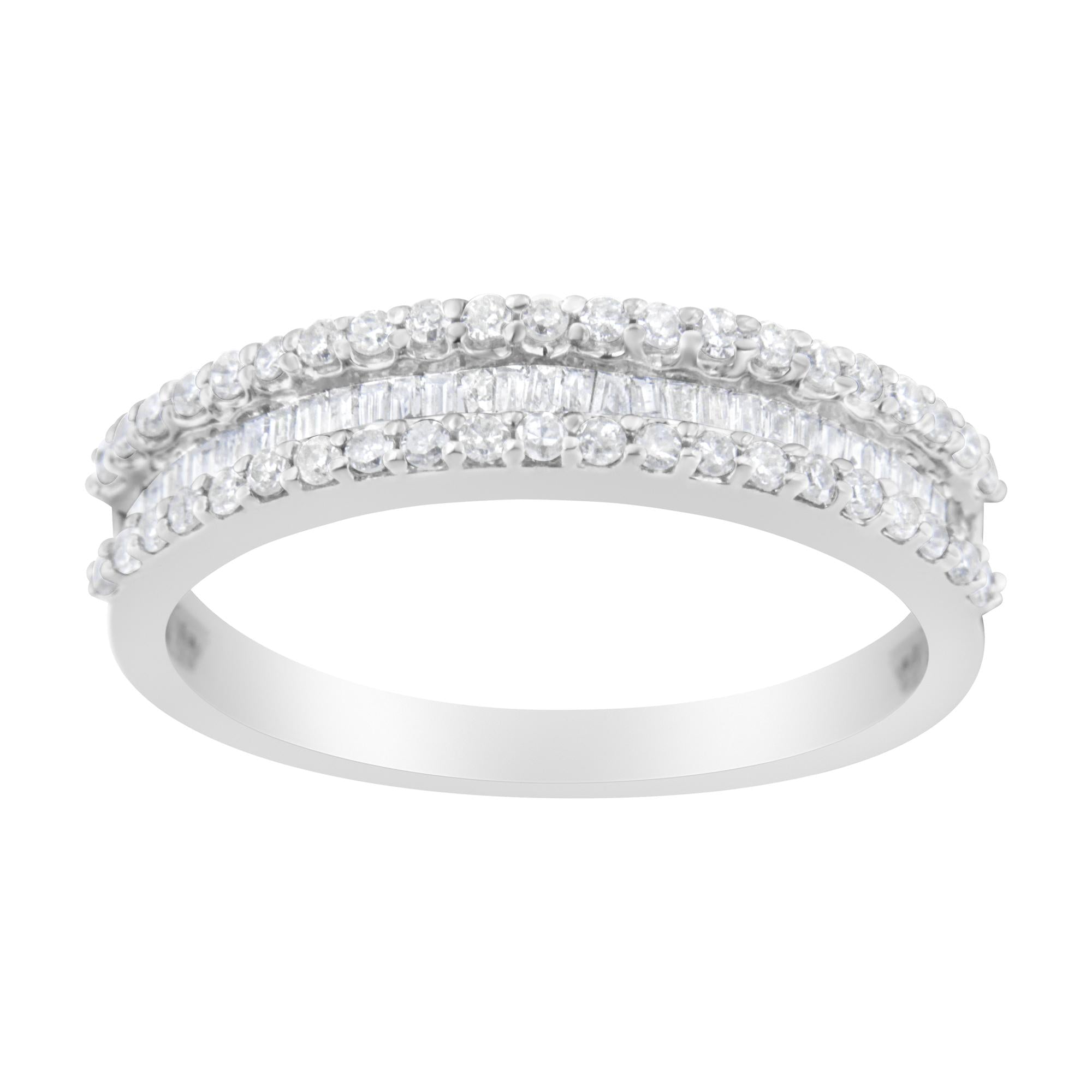 Anello moderno a fascia in oro bianco 14 carati con diamanti da 1/2 carati (colore HI, purezza SI2-I1) - Friggin Jewelry