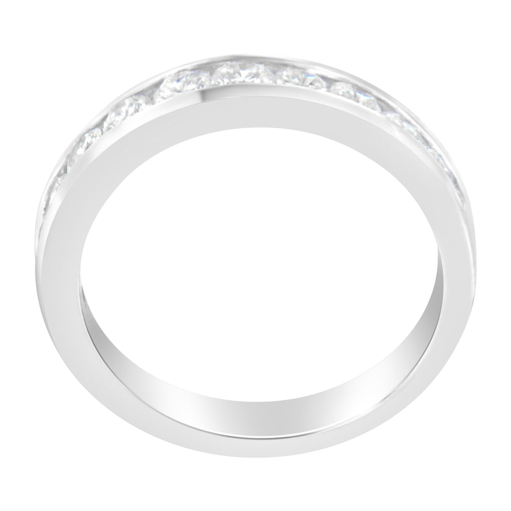 Fede nuziale a mezza eternità in oro bianco 18 carati con diamanti da 1,0 ct, certificata IGI (colore EF, purezza I1-I2) - Friggin Jewelry
