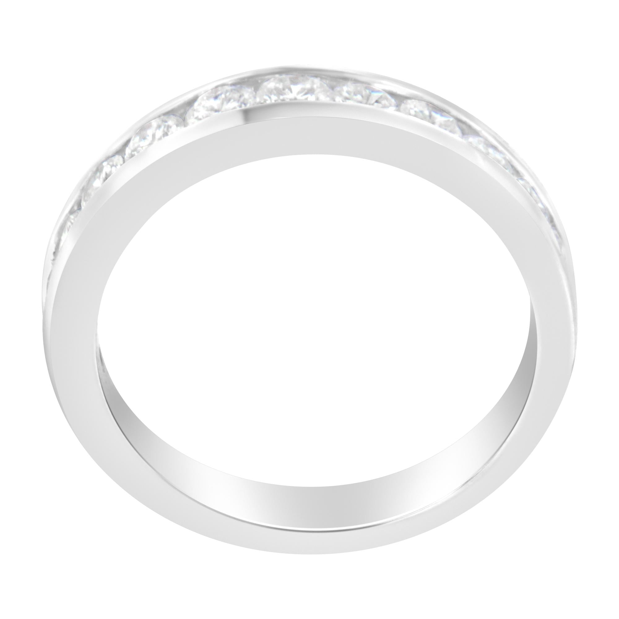 IGI Certified 1.0 Cttw Diamond 18K White Gold Channel-Set Half-Eternity Band Wedding Ring (E-F Color, I1-I2 Clarity) - Friggin Jewelry