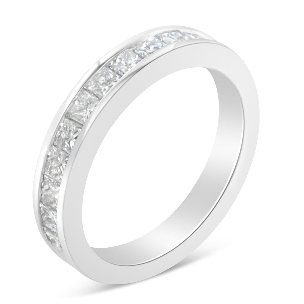 Anello da donna in oro bianco 18 carati con diamanti taglio principessa (1 carato, colore GH, purezza SI1-SI2) - Friggin Jewelry