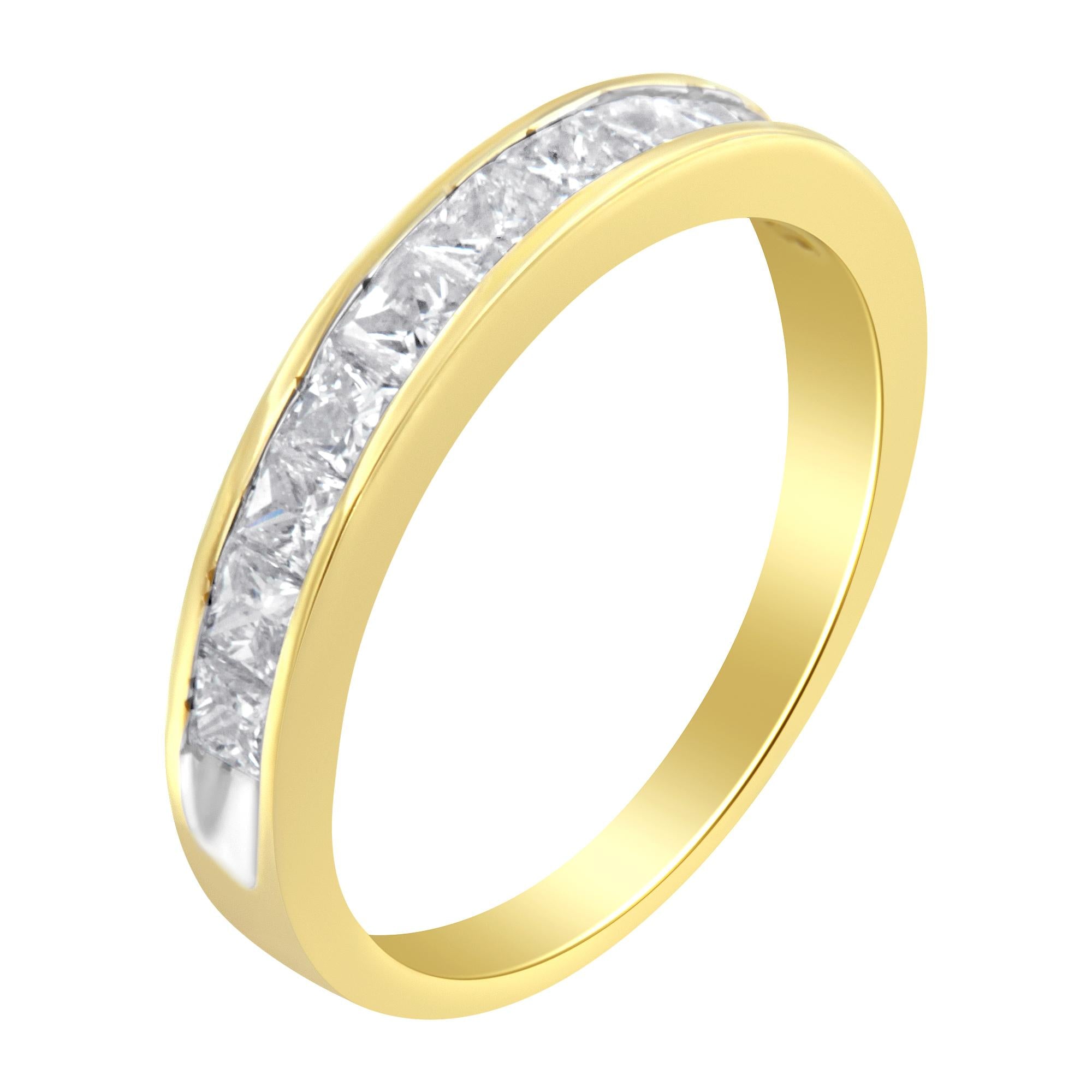 Women's 18K White Gold Princess Cut Diamond Band Ring (1 cttw, G-H Color, SI1-SI2 Clarity) - Friggin Jewelry