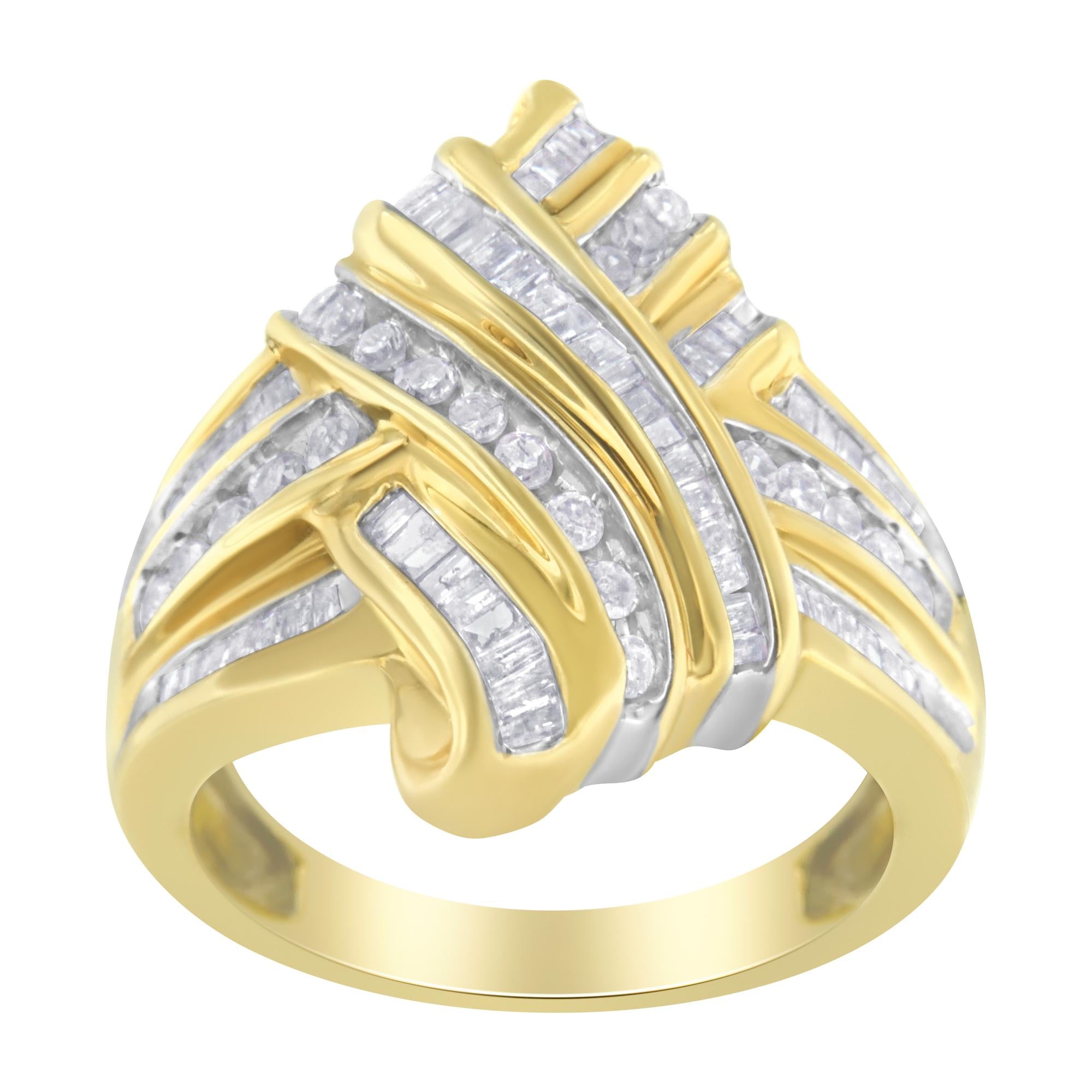 10K Yellow Gold Diamond Bypass Ring (1.0 cttw, H-I Color, I2-I3 Clarity) - Friggin Jewelry