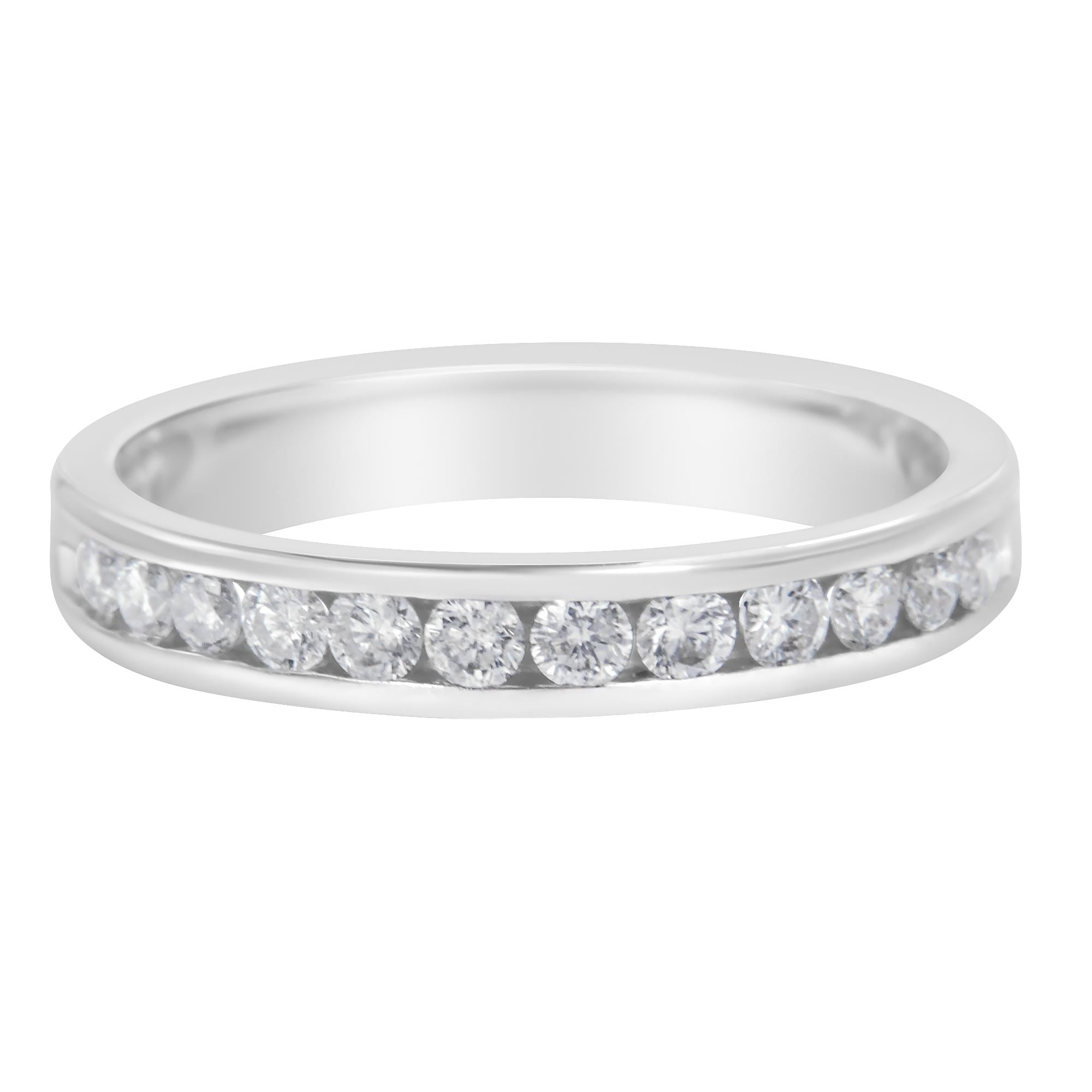 14K White Gold 1/2 cttw Diamond Band Ring (I-J Color, I2-I3 Clarity) - Friggin Jewelry