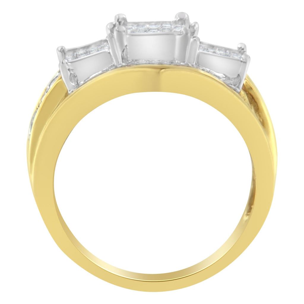 Anello in oro bicolore 10 carati con diamanti (1 carato, colore HI, purezza SI1-SI2) - Friggin Jewelry