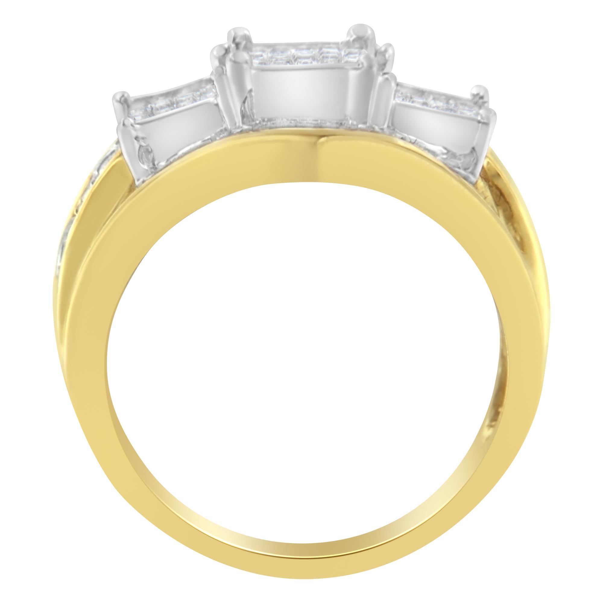 Anello in oro bicolore 10 carati con diamanti (1 carato, colore HI, purezza SI1-SI2) - Friggin Jewelry
