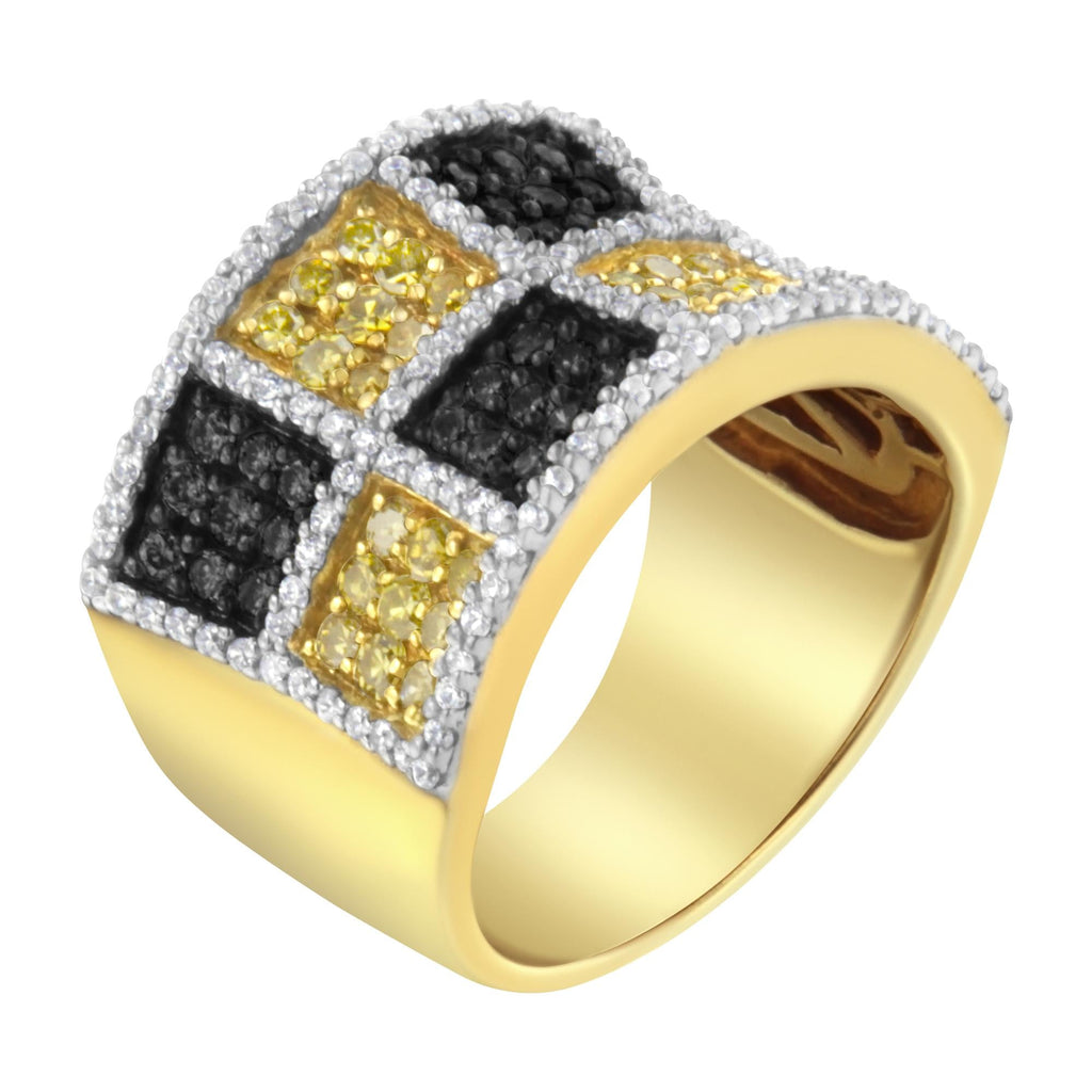 Anillo de oro amarillo de 14 kt con diamantes champán, amarillos y redondos (1 1/2 ct, color HI, claridad I1-I2) - Friggin Jewelry