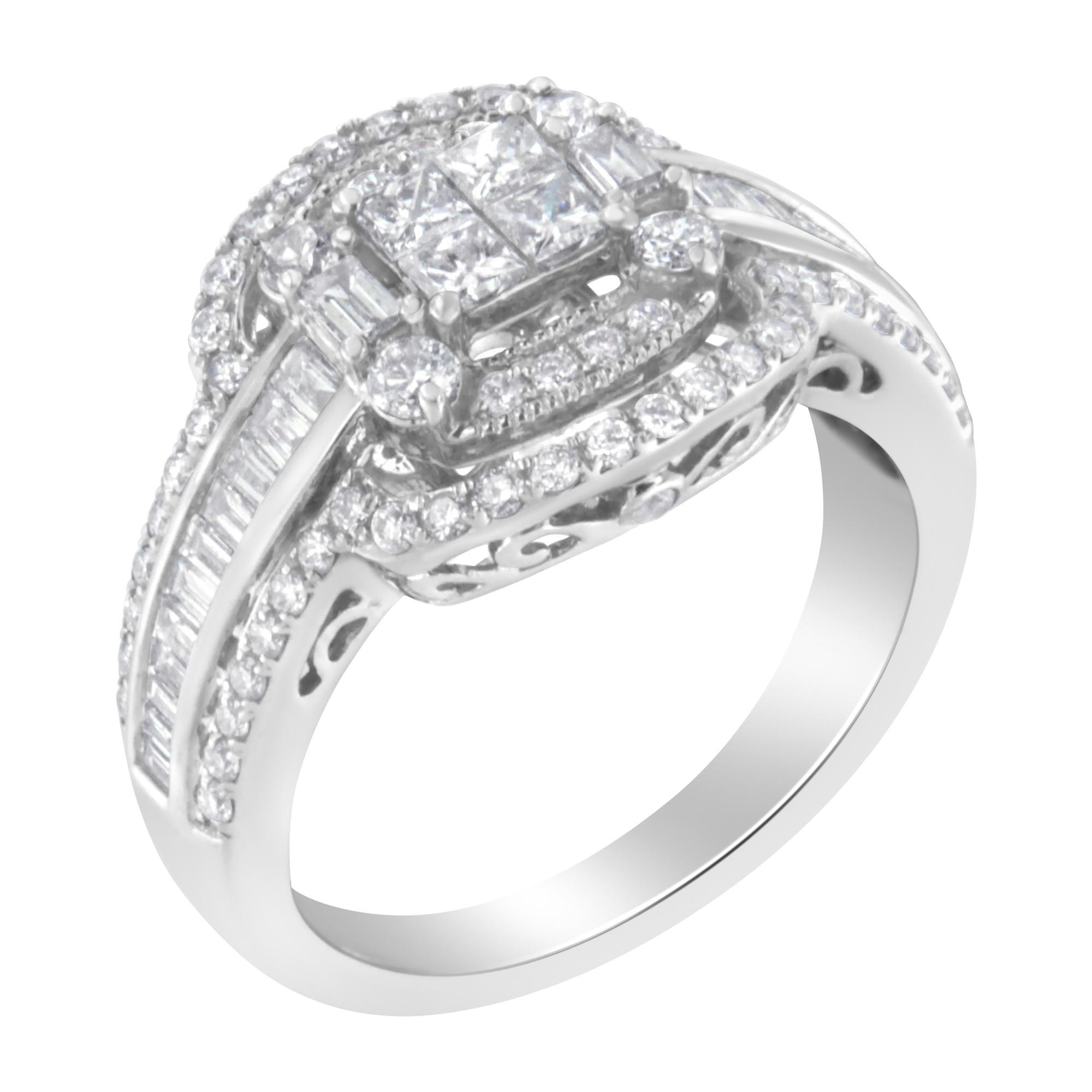 14KT White Gold Diamond Cocktail Ring (1 1/4 cttw, H-I Color, SI2-I1 Clarity) - Friggin Jewelry