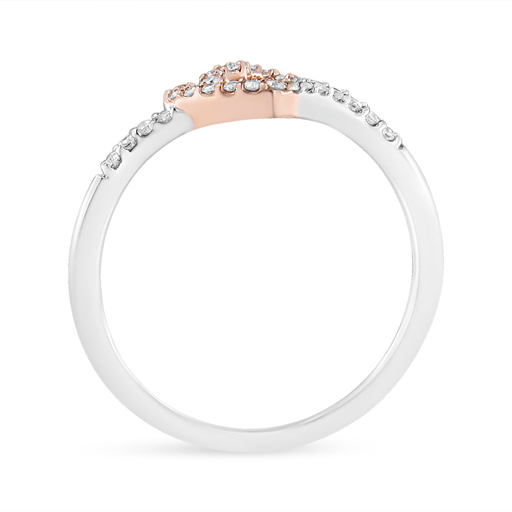 14K Rose Gold Plated and White .925 Sterling Silver 1/5 Cttw Round-Cut Diamond Open Heart Promise Ring (I-J Color, I2-I3 Clarity) - Friggin Jewelry