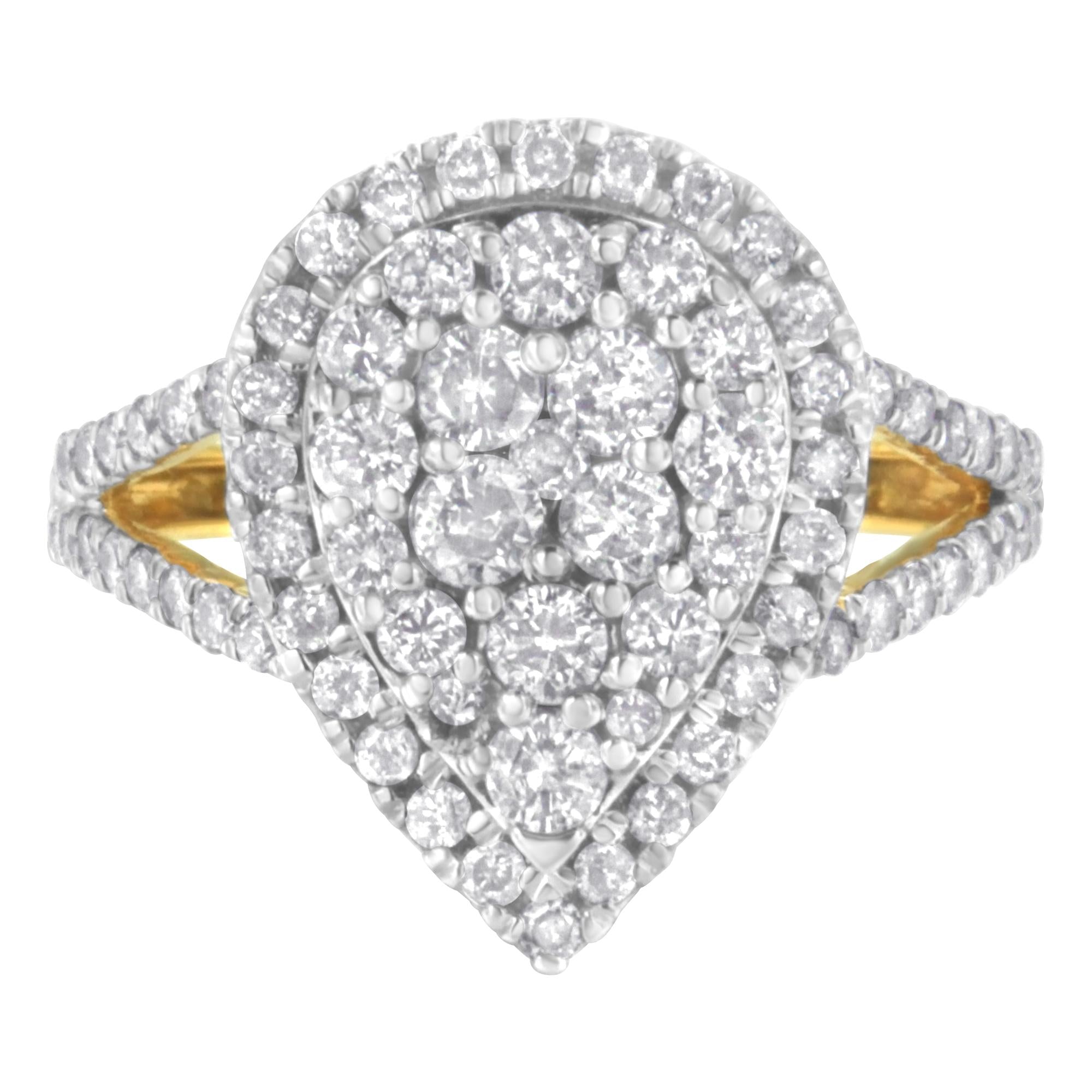 Anello con diamanti a grappolo in argento sterling placcato giallo da 2 micron (1 1/2 cttw, colore JK, purezza I1-I2) - Friggin Jewelry