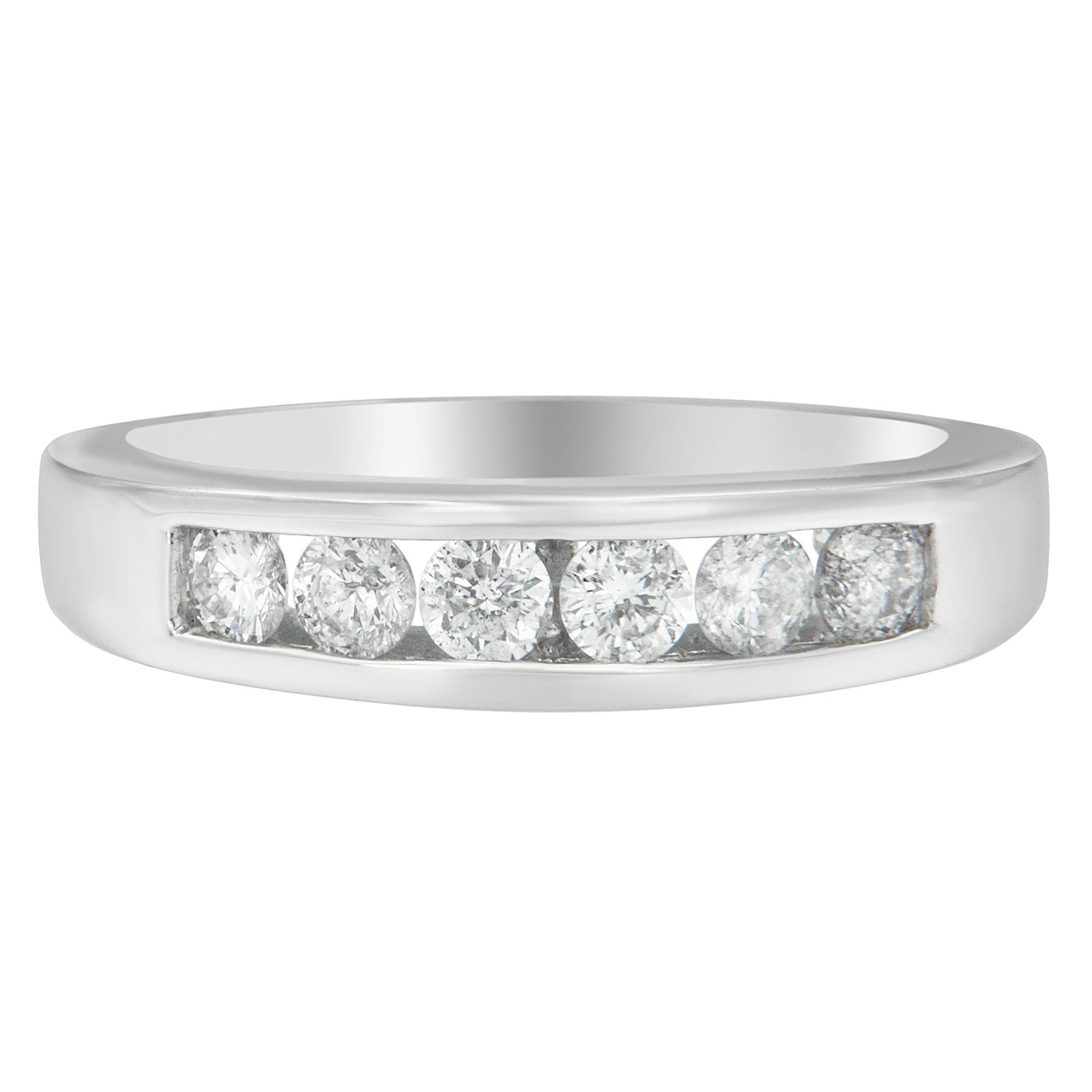 14K White Gold 3/4ct. TDW Diamond Channel Band Ring (H-I, I1-I2) - Friggin Jewelry